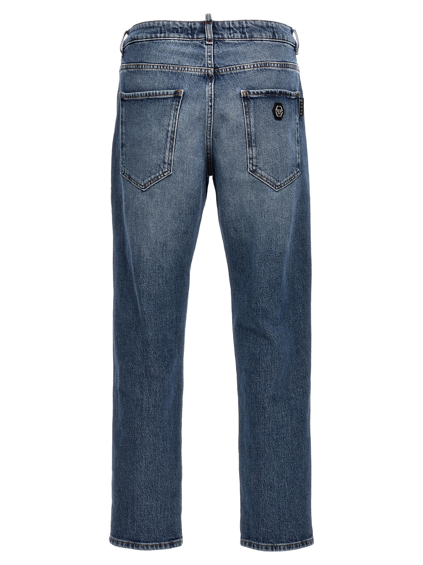 Shop Philipp Plein Denim Jeans In Blu Lavato