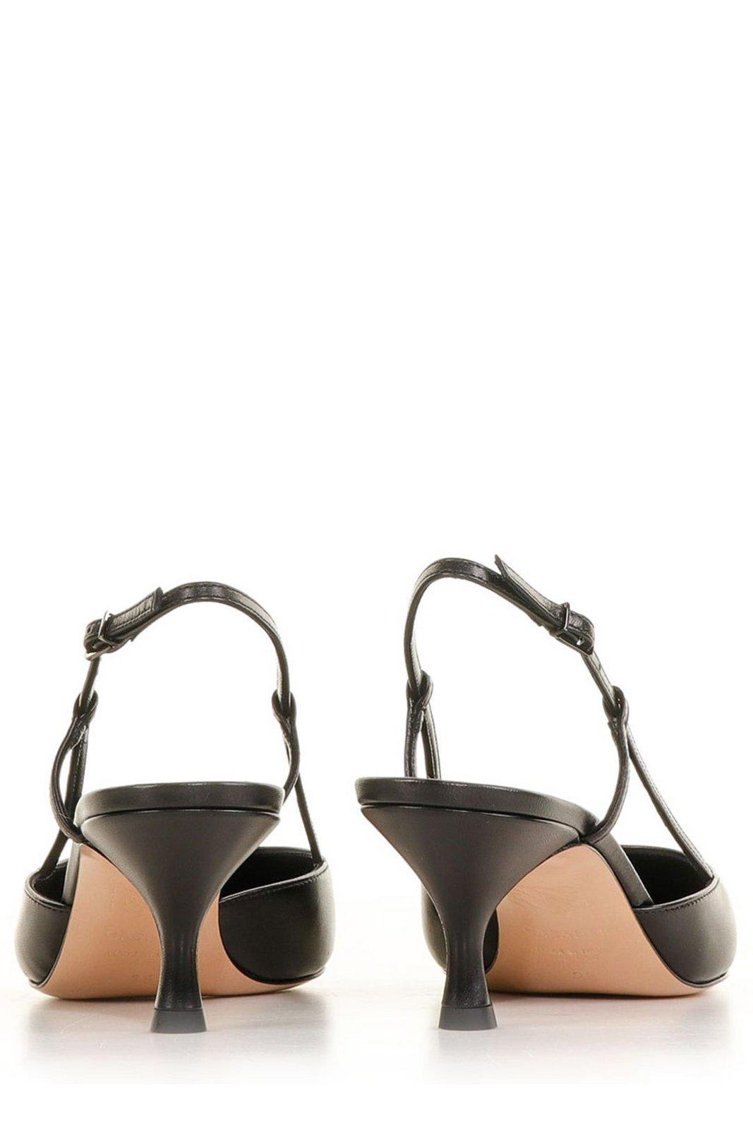 Shop Casadei Pointed-toe Slingback Pumps In Black