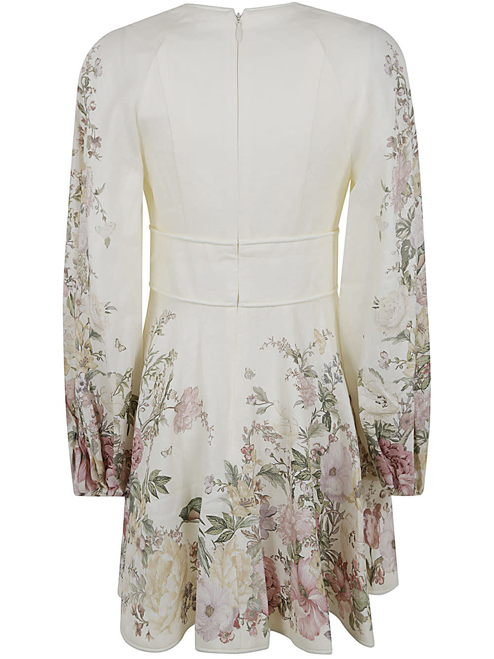 Shop Zimmermann Waverly Plunge Mini Dress In Crf Cream Floral