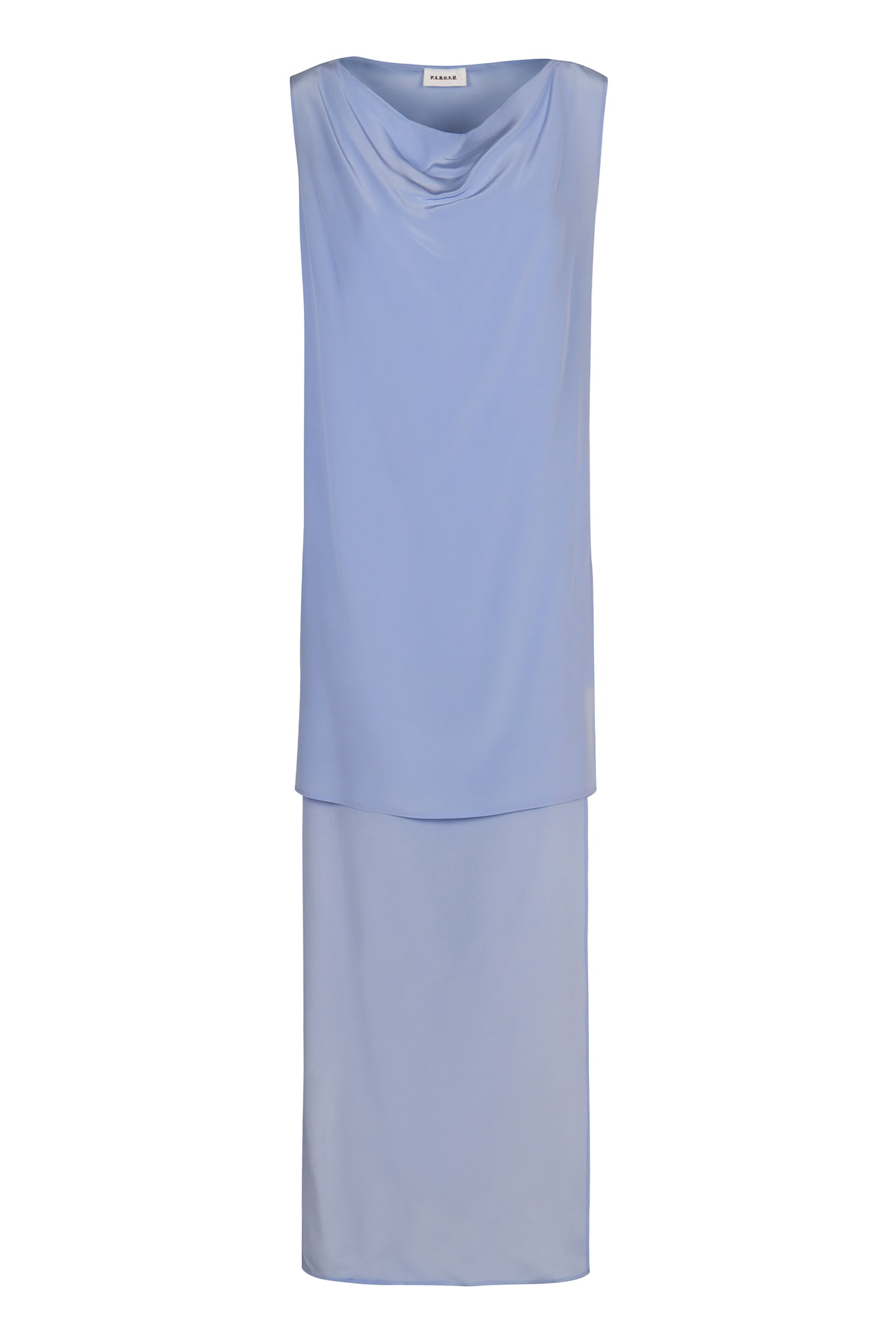 P.a.r.o.s.h Cowl-neck High-low Blouse In Blue