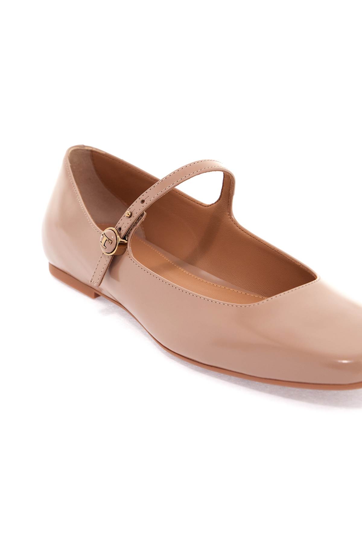 Shop Tod's Leather Ballet Flats In Rosa Granito