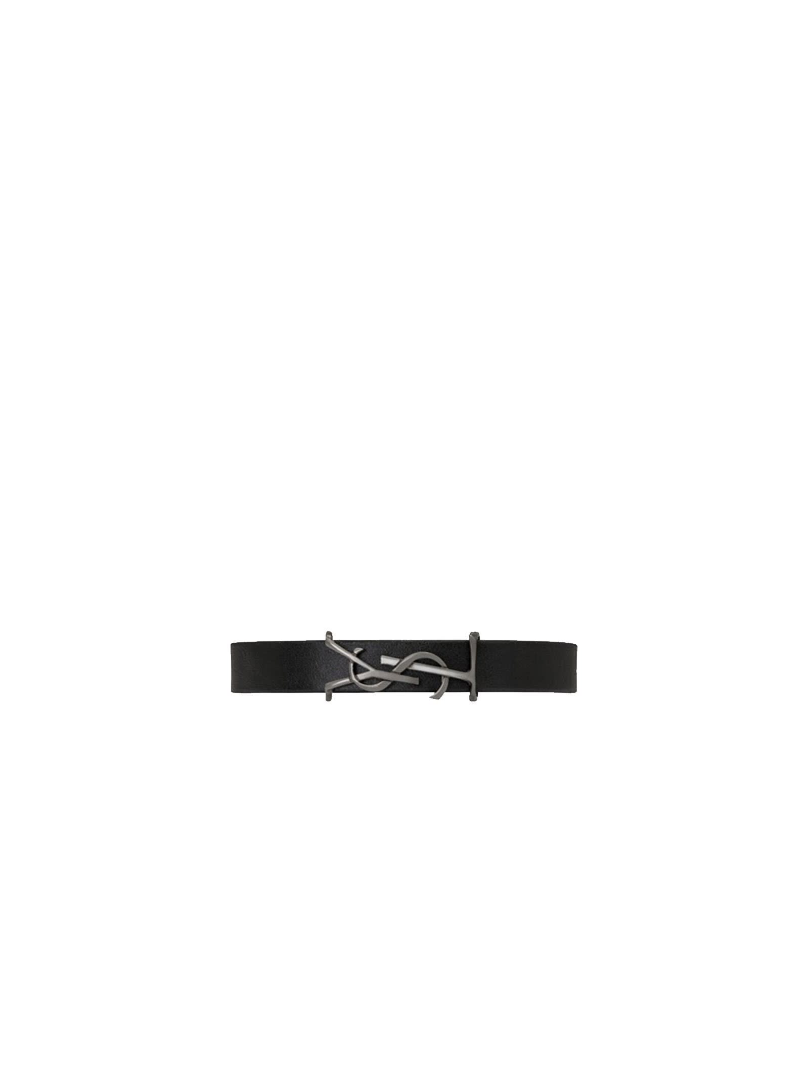 Saint Laurent Opyum Bracelet In Black Leather