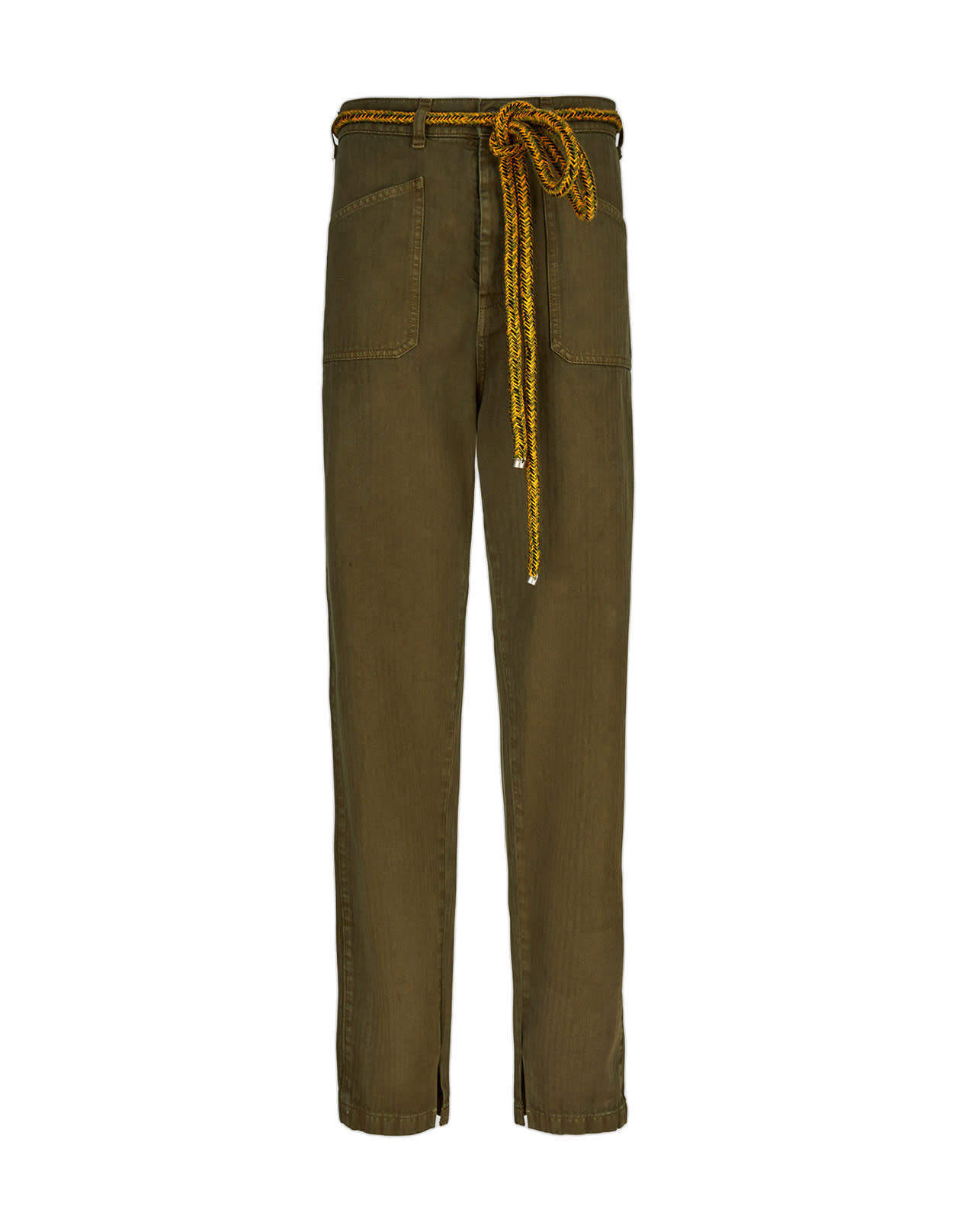 Etro Woman Military Green Over Trousers With Rope Belt