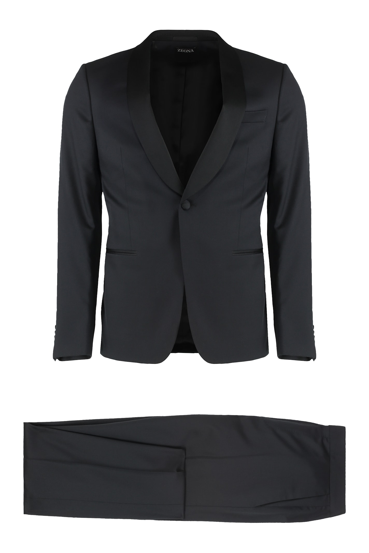Zegna Wool Two-pieces Suit In Black