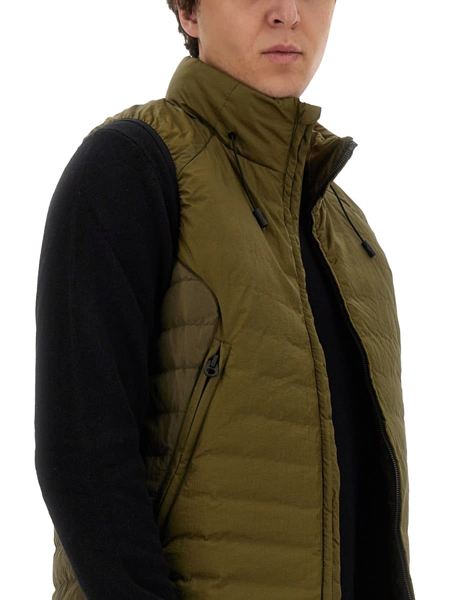 Jg1 Green Padded Vest With High Collar In Green