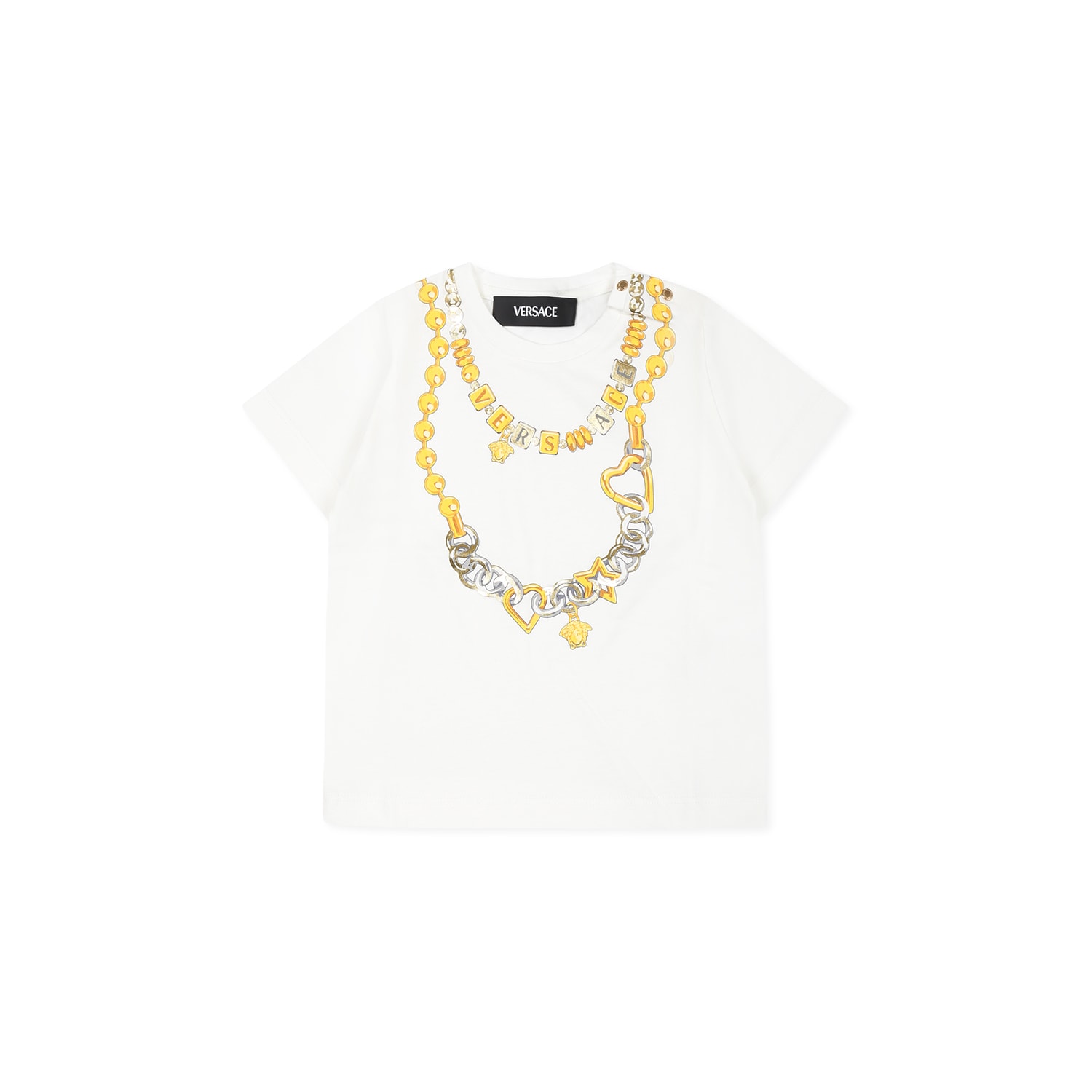 Versace White T-shirt For Babykids With Logo In White