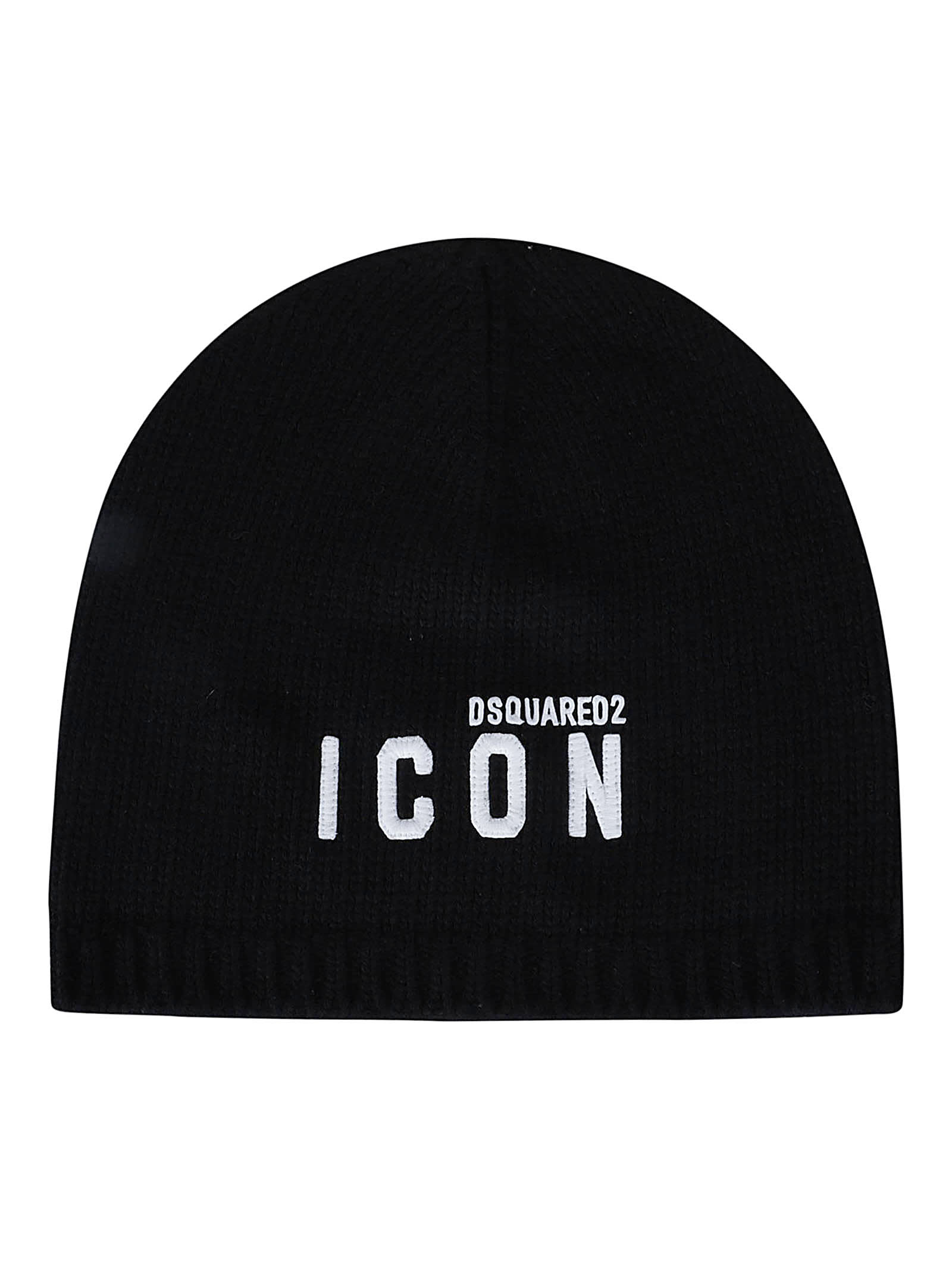 Shop Dsquared2 Icon Logo Embroidered Beanie In Black/white
