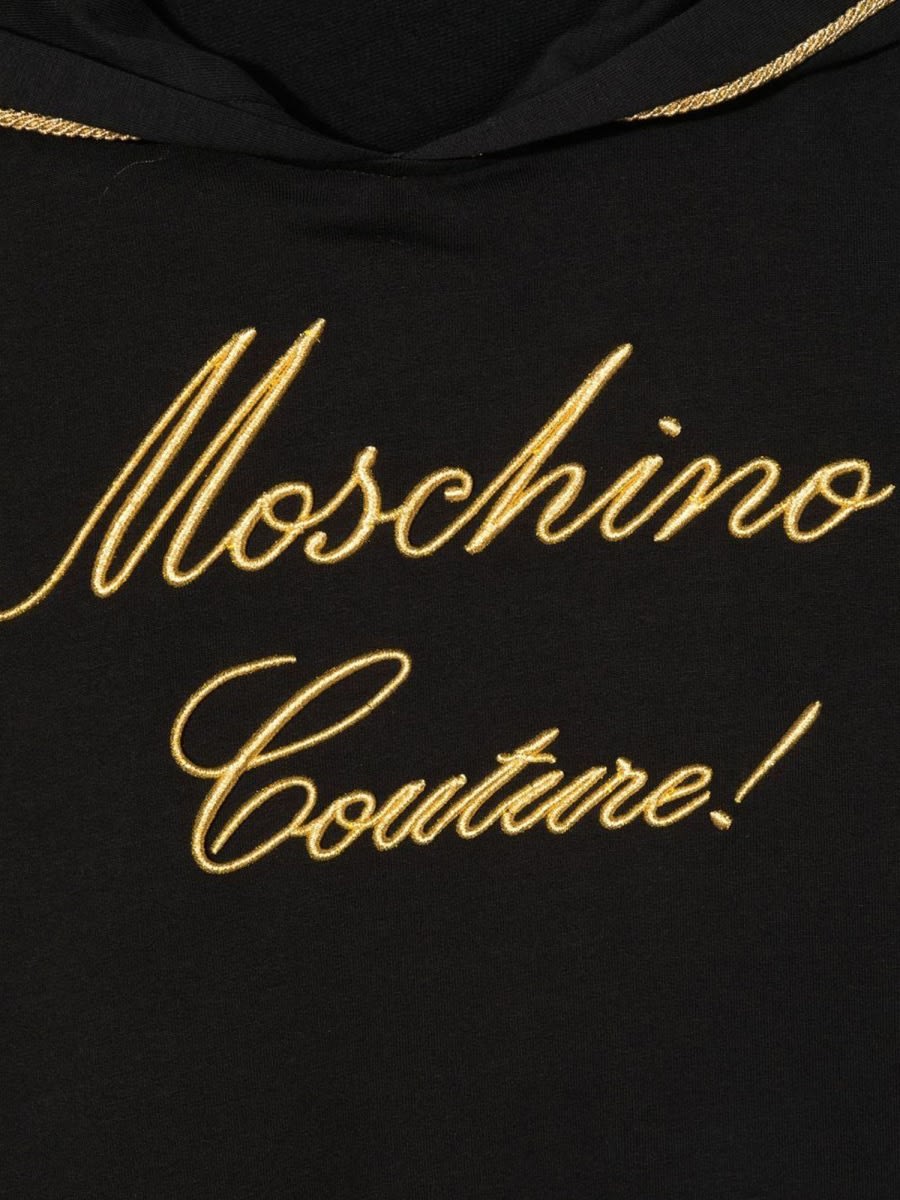 Shop Moschino Logo Hoodie In Black