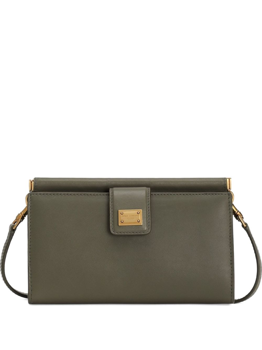 Dolce & Gabbana Leather Phone Bag In Green