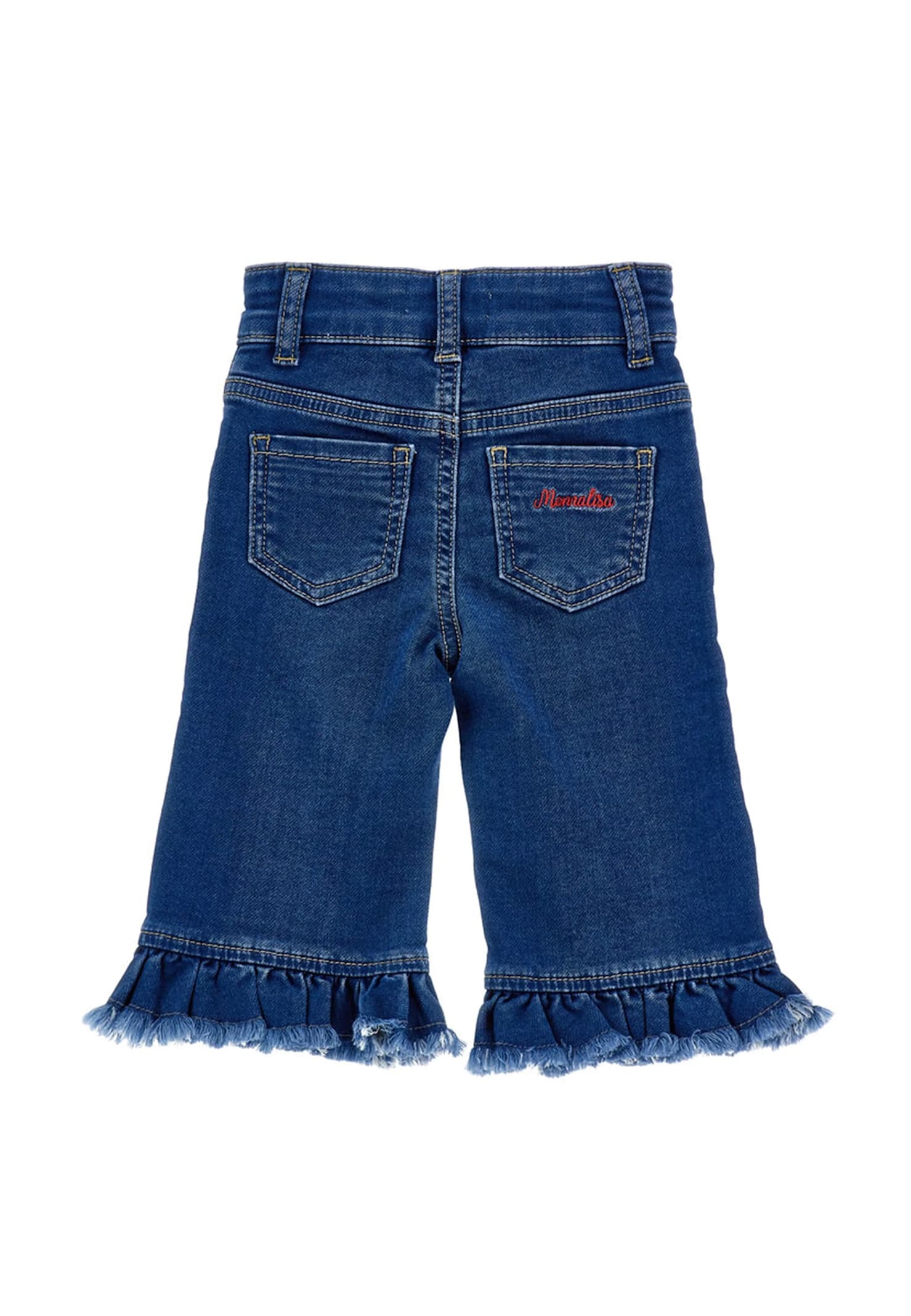 Monnalisa Denim Jeans For Baby Girl With Minnie In Blue