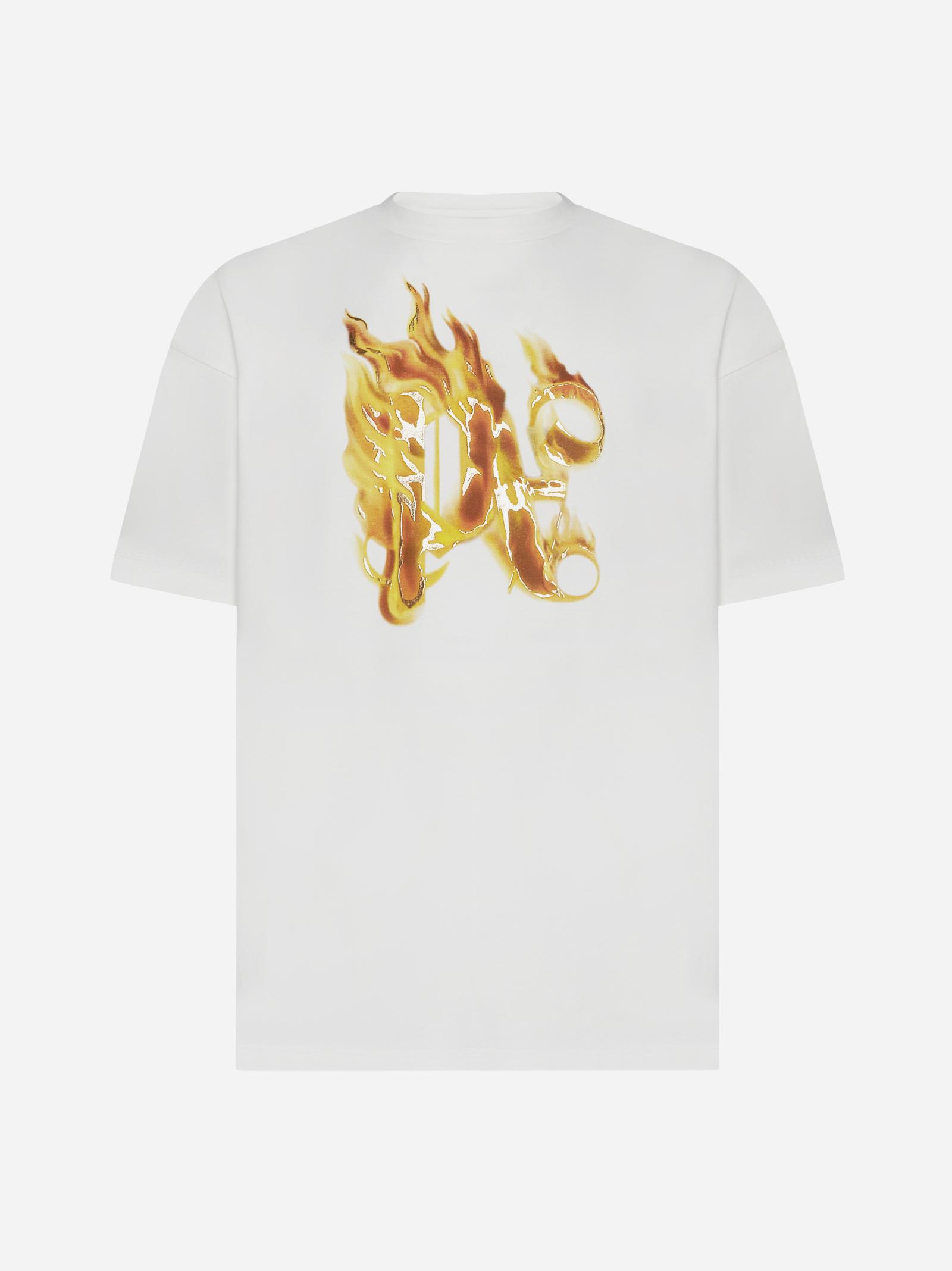 Palm Angels Burning Monogram Cotton T-shirt