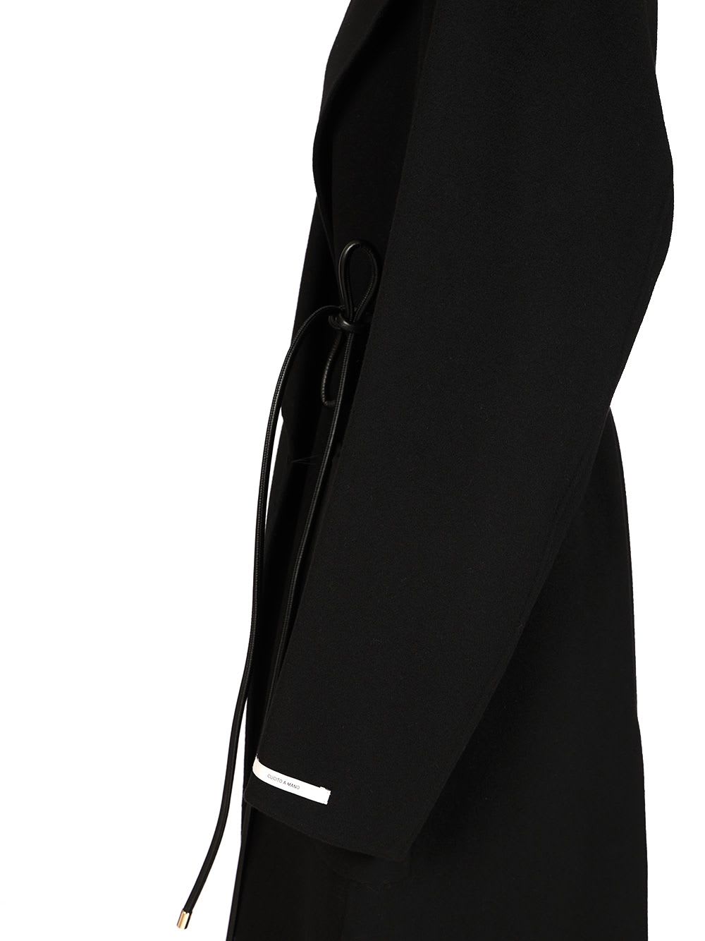 Sportmax Double Wool Dressing Gown Coat In Black