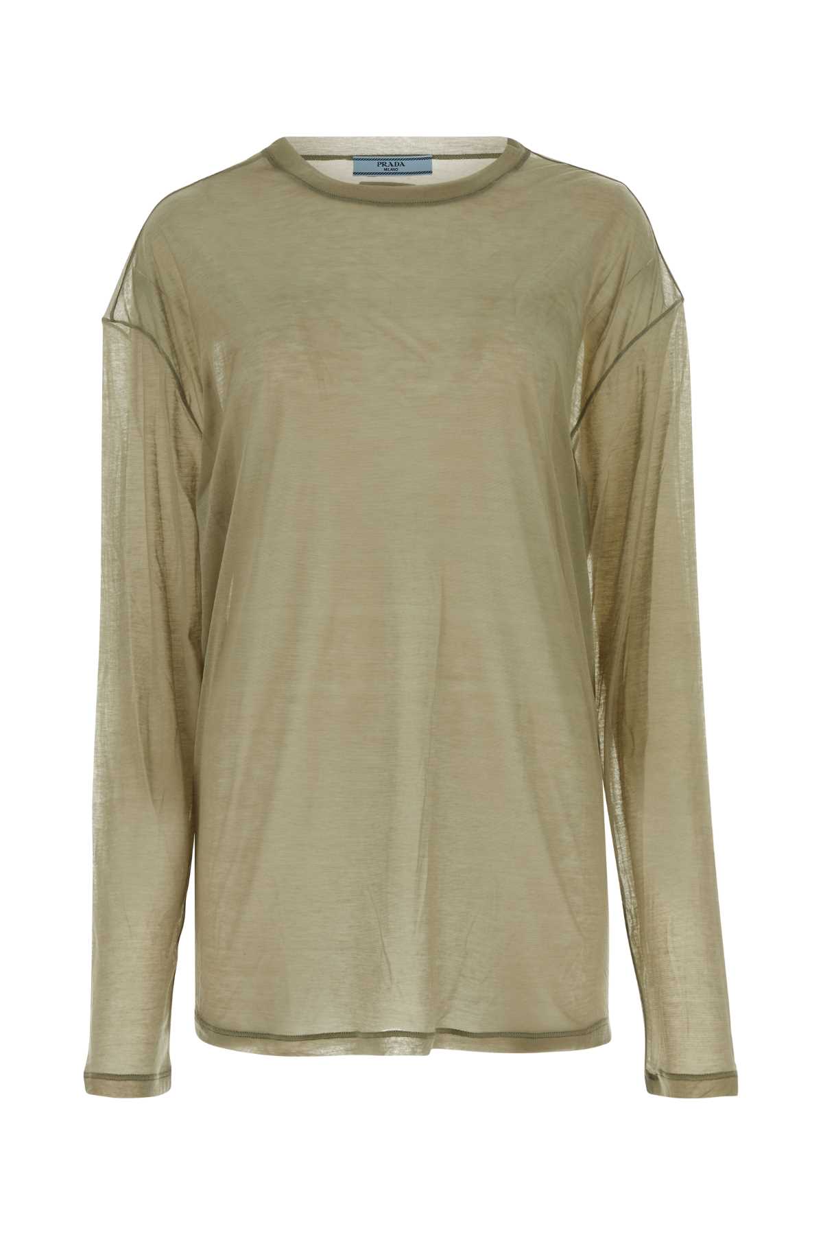 Khaki Lyocell Blend Oversize T-shirt