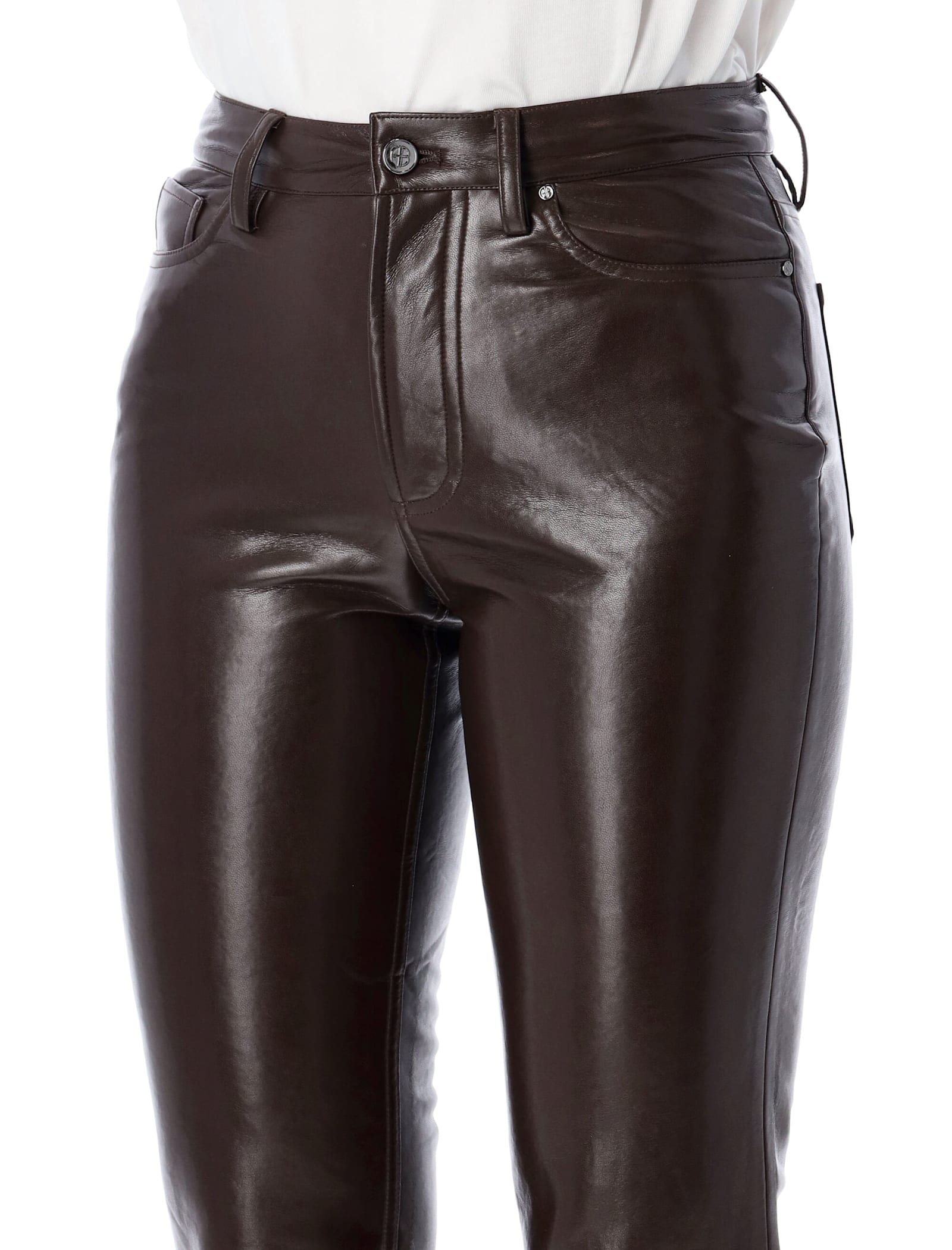 Anine Bing Bruno Recycled Leather Pants In Brown In Black