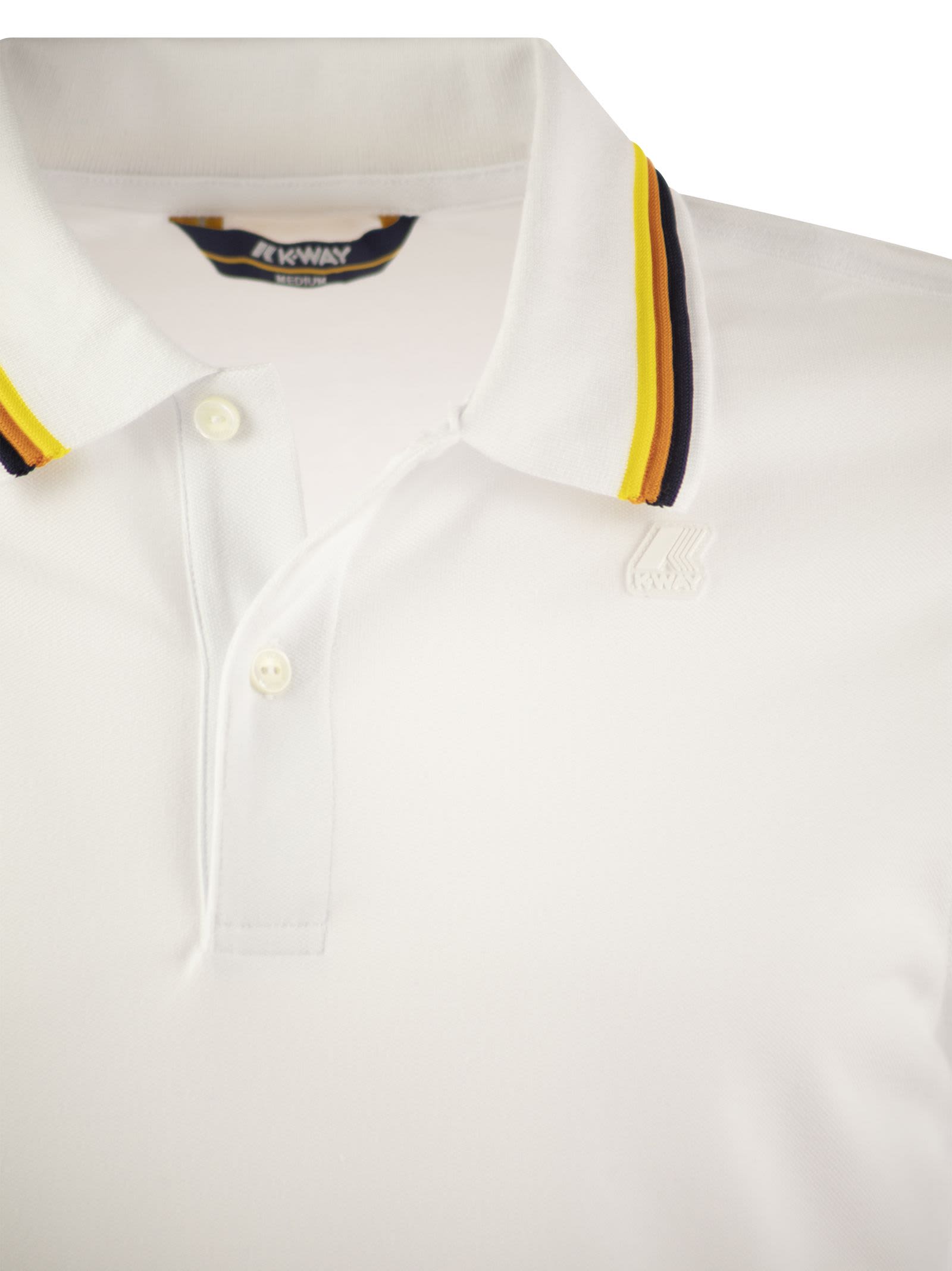 Shop K-way Jud - Short-sleeved Cotton Polo Shirt In White
