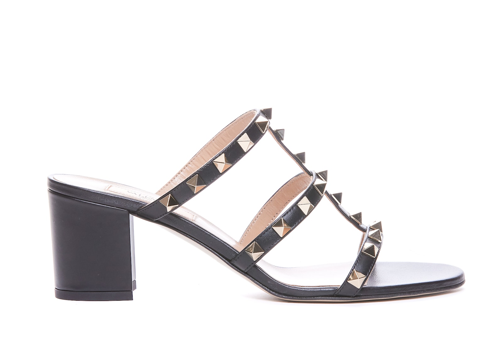 Shop Valentino Rockstud Pump Sandals In Black