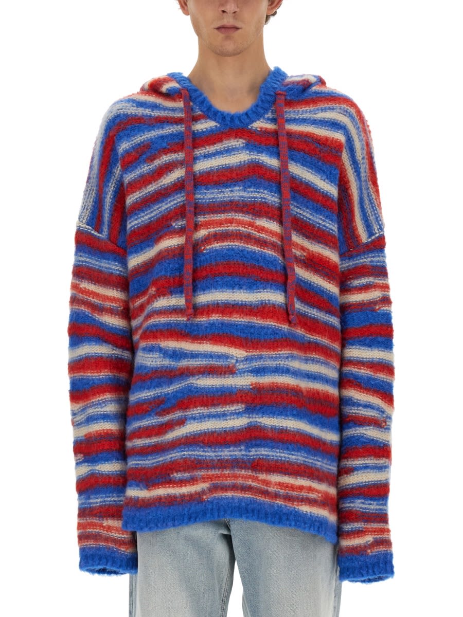 Shop Erl Hooded Shirt In Multicolour