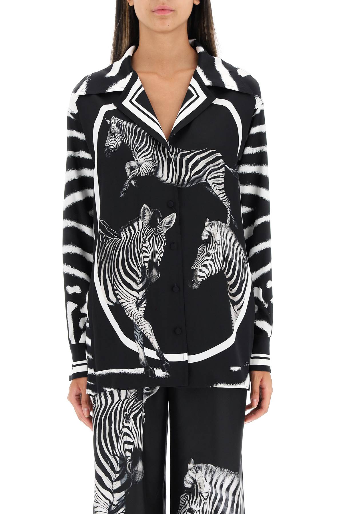 Shop Dolce & Gabbana Zebra Print Silk Shirt In Nero