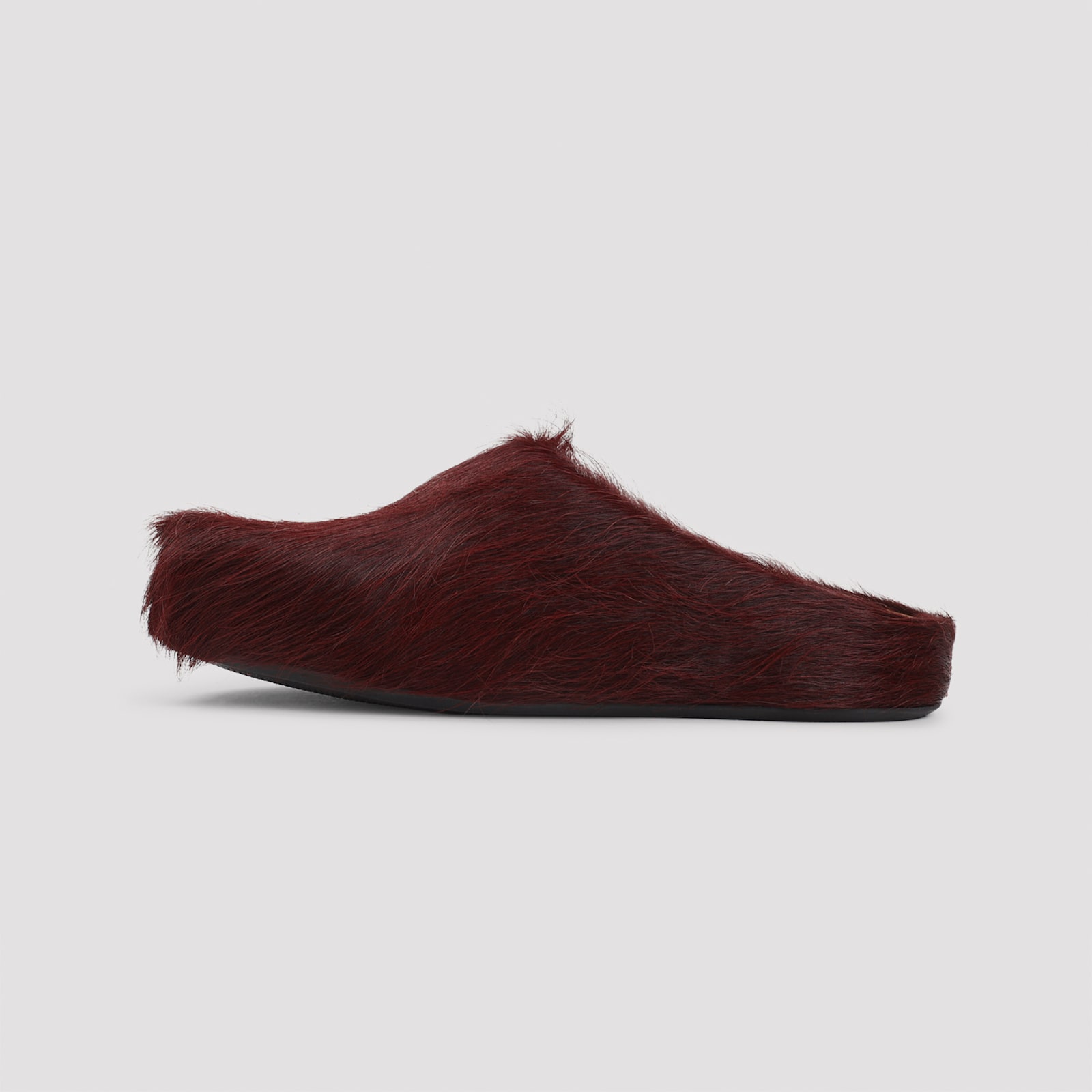 Marni Wild Cherry Calf Hair Fussbett Sabot Mules In Black