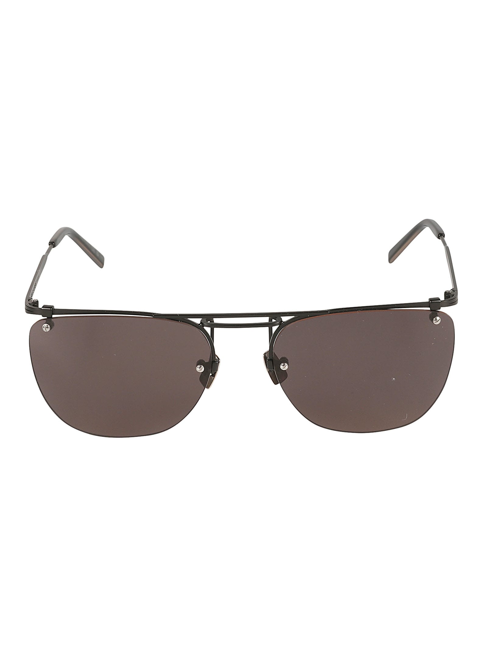 Saint Laurent Straight Top Bar Oval Lens Sunglasses In Black