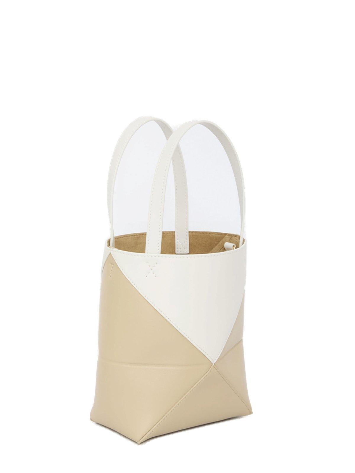 Shop Loewe Mini Puzzle Fold Tote Bag In Soft White/paper Craft