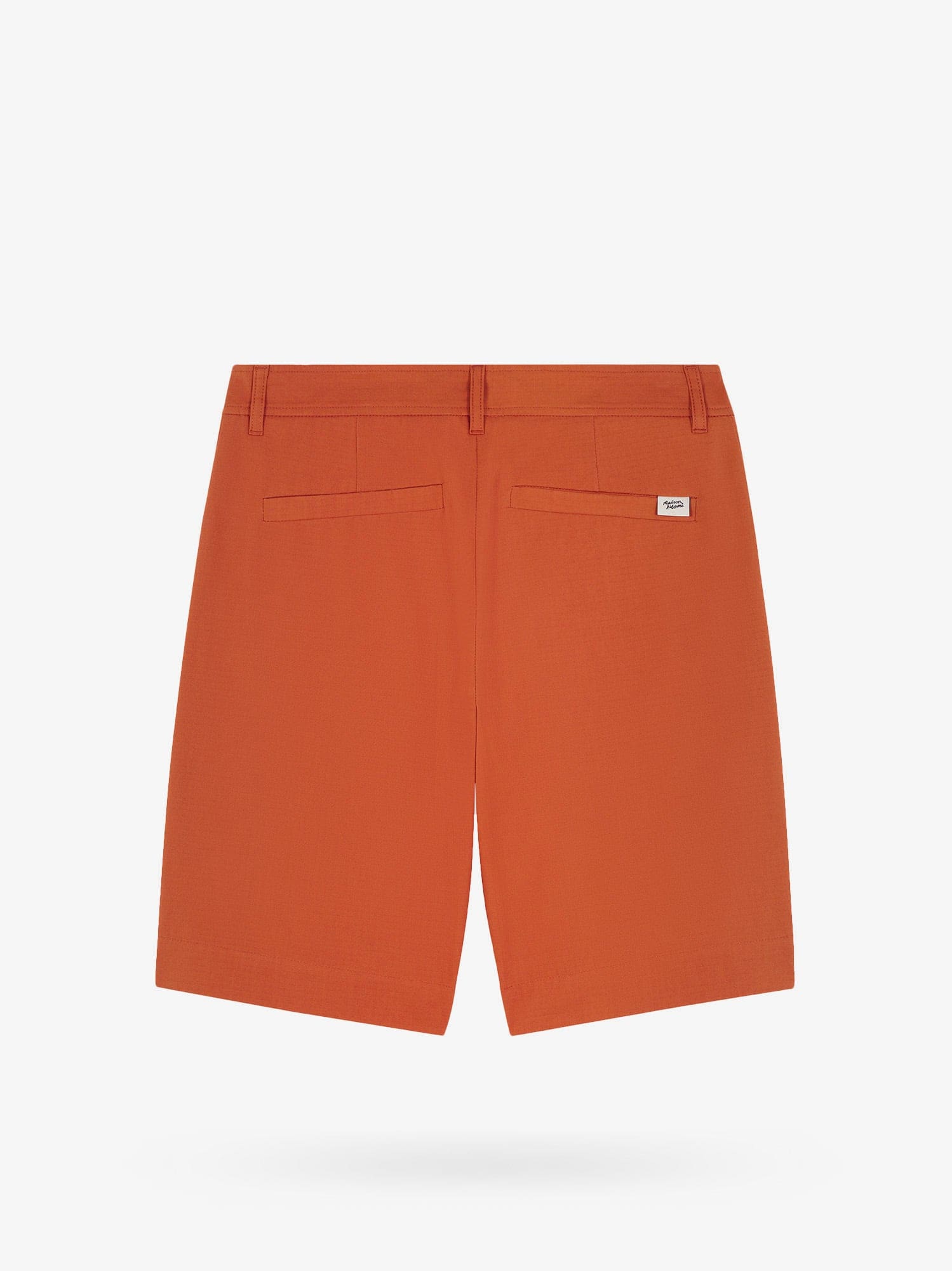Shop Maison Kitsuné Cotton Bermuda Shorts With Back Logoed Label In Orange