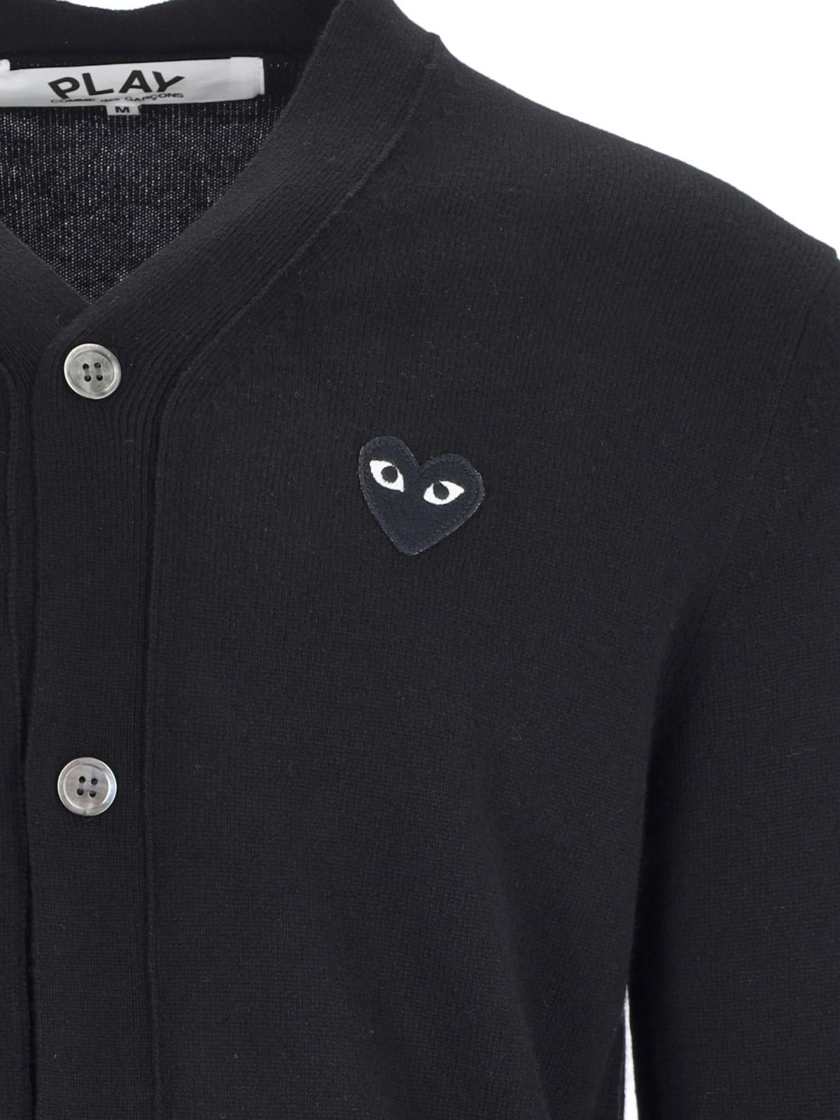 Shop Comme Des Garçons Play Logo Cardigan In Black