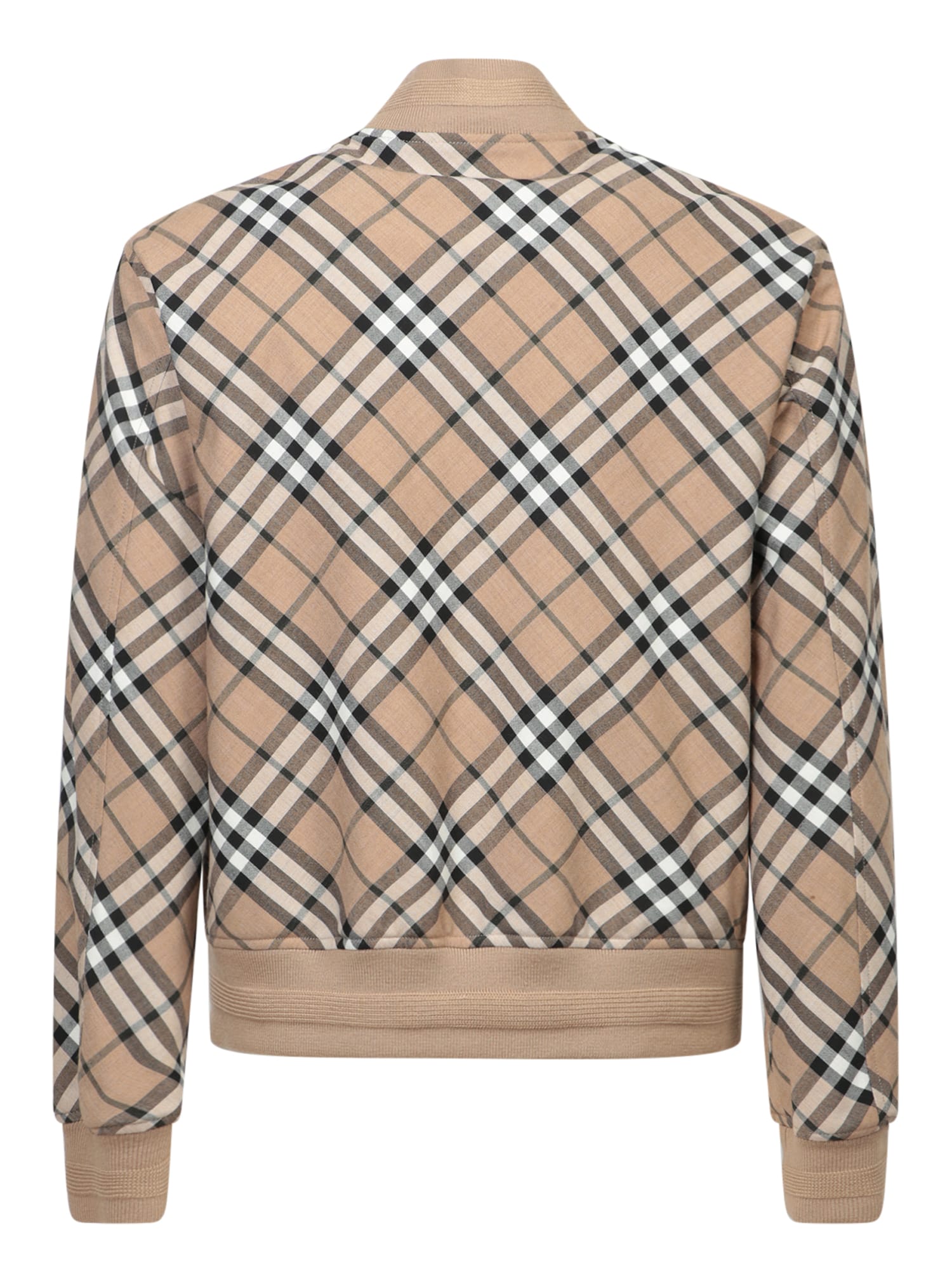 Shop Burberry Check Beige Bomber