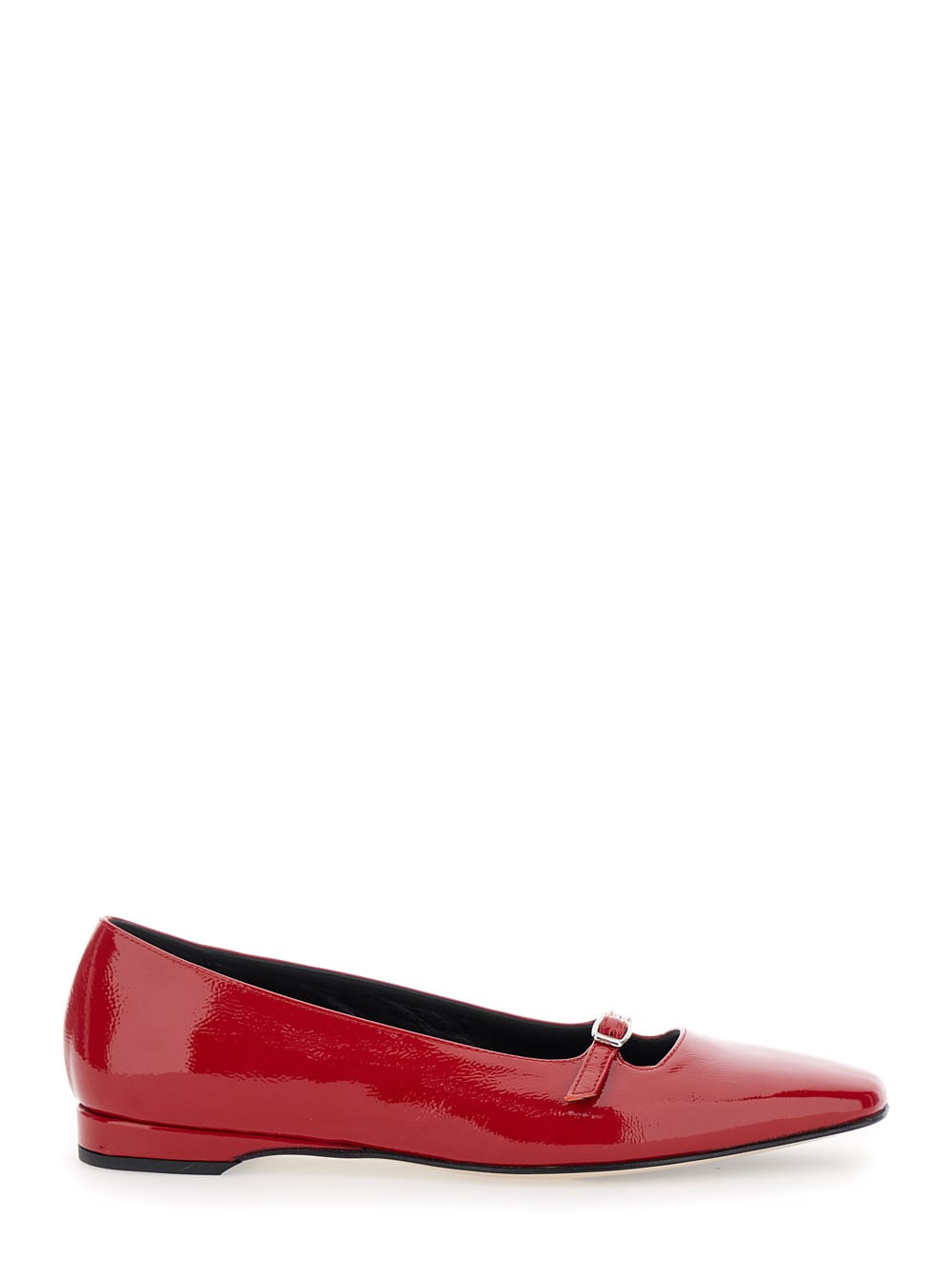 emilie Red Ballet Flats With Buckle In Patent Leather Woman