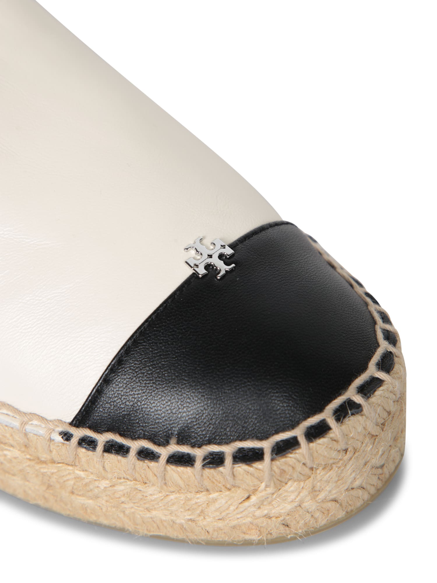 Tory Burch Cream & Black Cap Toe Espadrilles