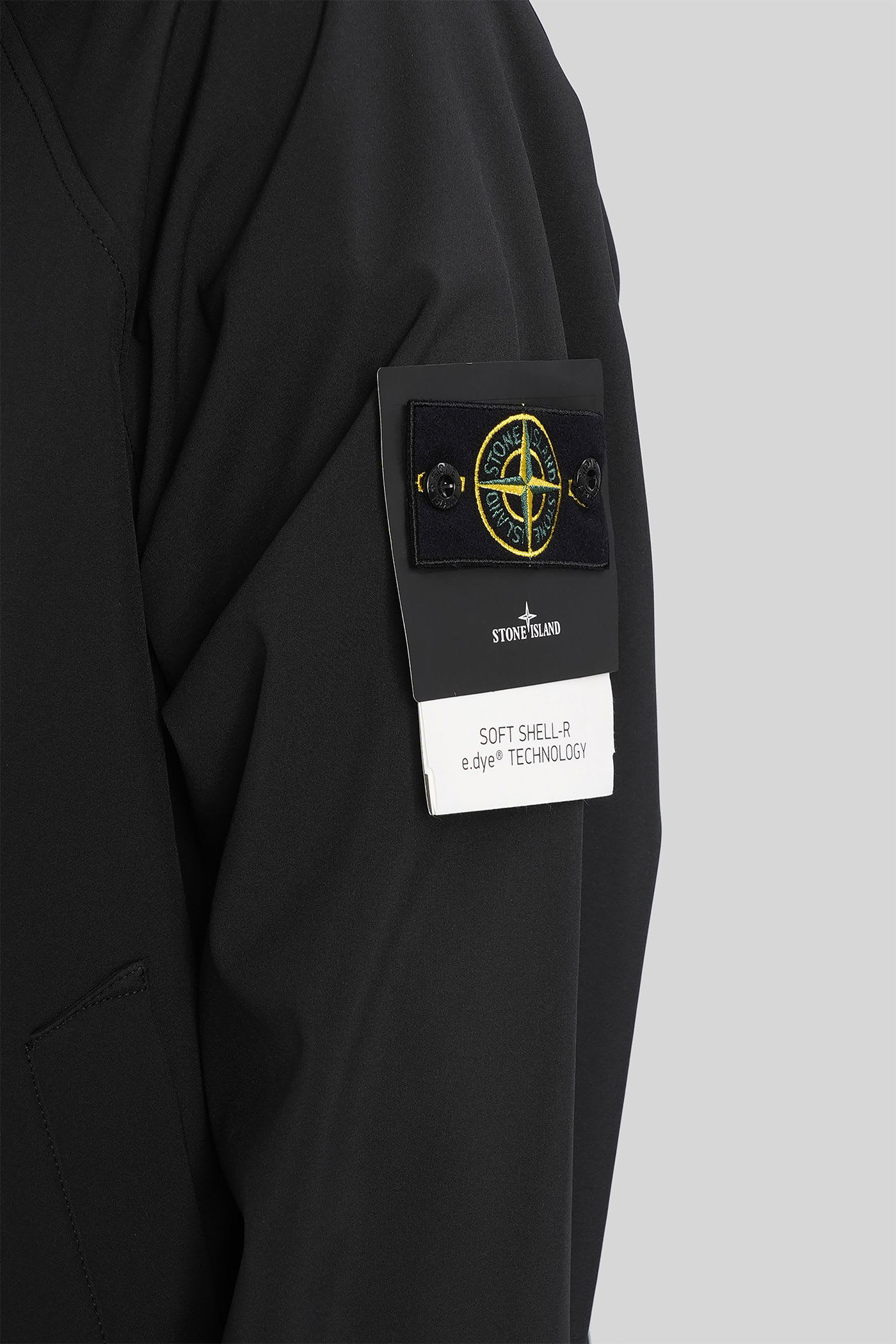 Stone Island Hooded Jacket Hand Pockets In Black