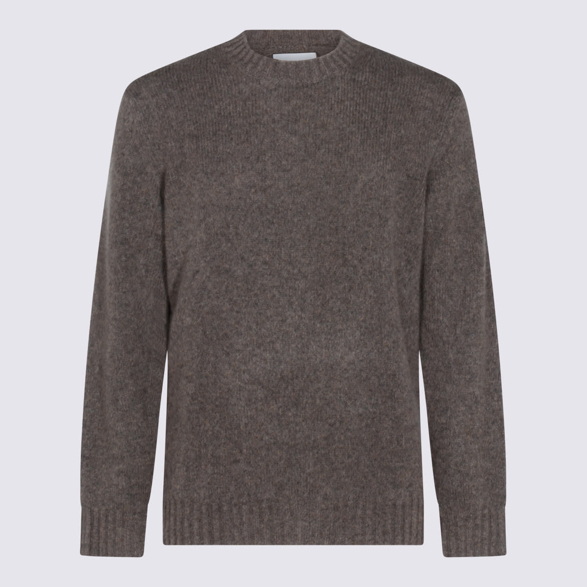 Nn07 Soft Textured Crewneck Sweater With Ribbed Cuffs In Brown
