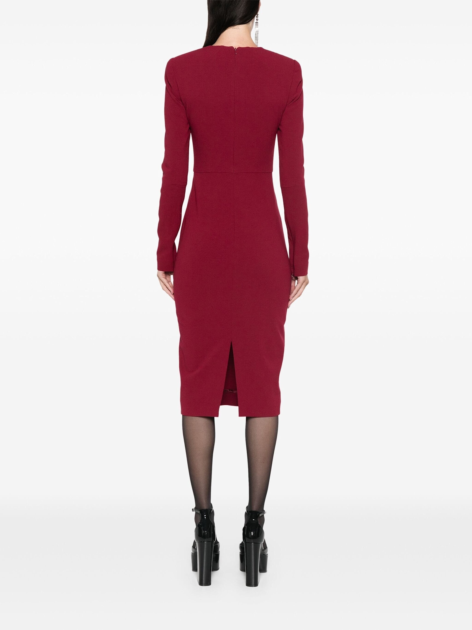 Shop Victoria Beckham Tshirt Fitted Dress Long Sl In Oxblood