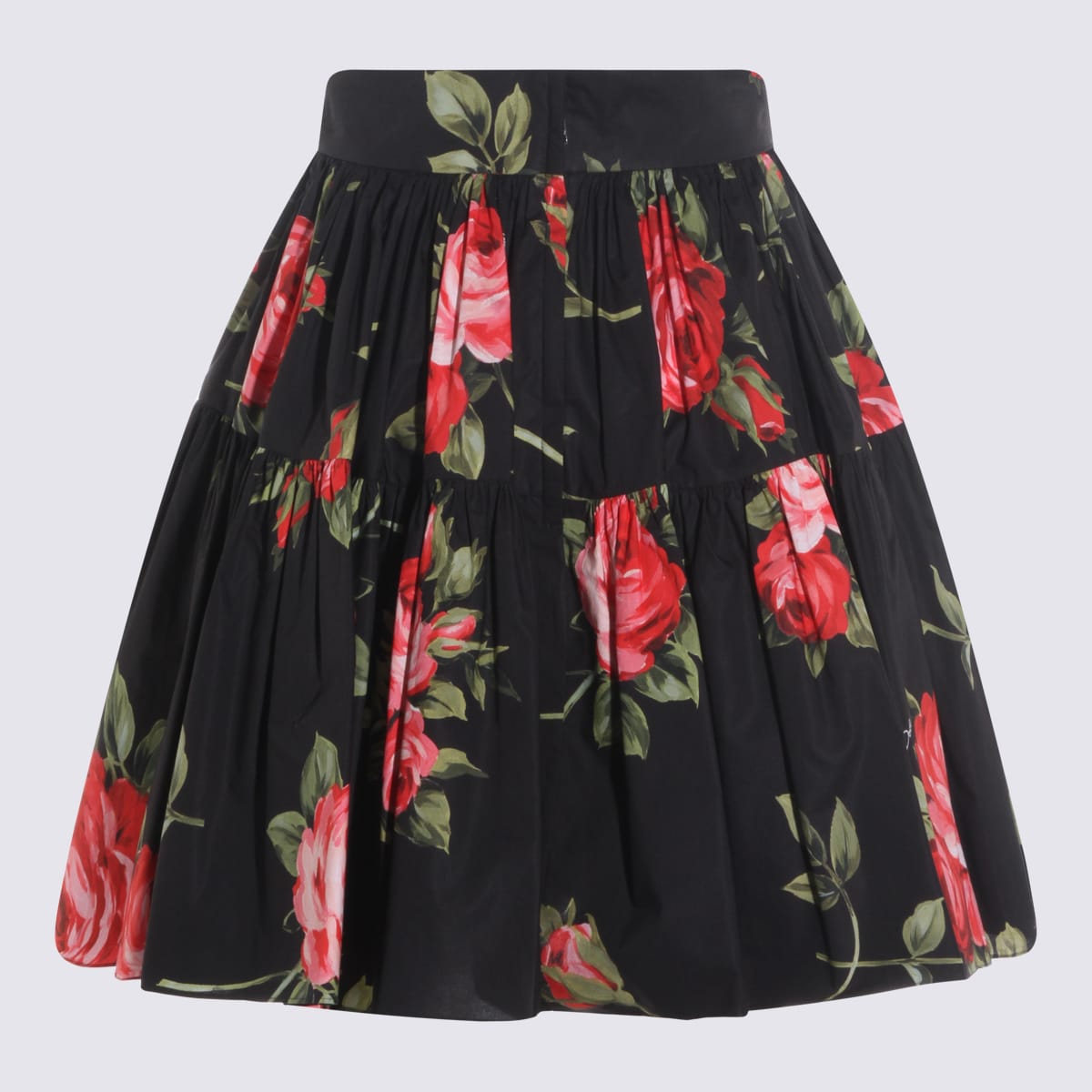 Dolce & Gabbana Black Mini Skirt With Floral Print Dolce E Gabbana