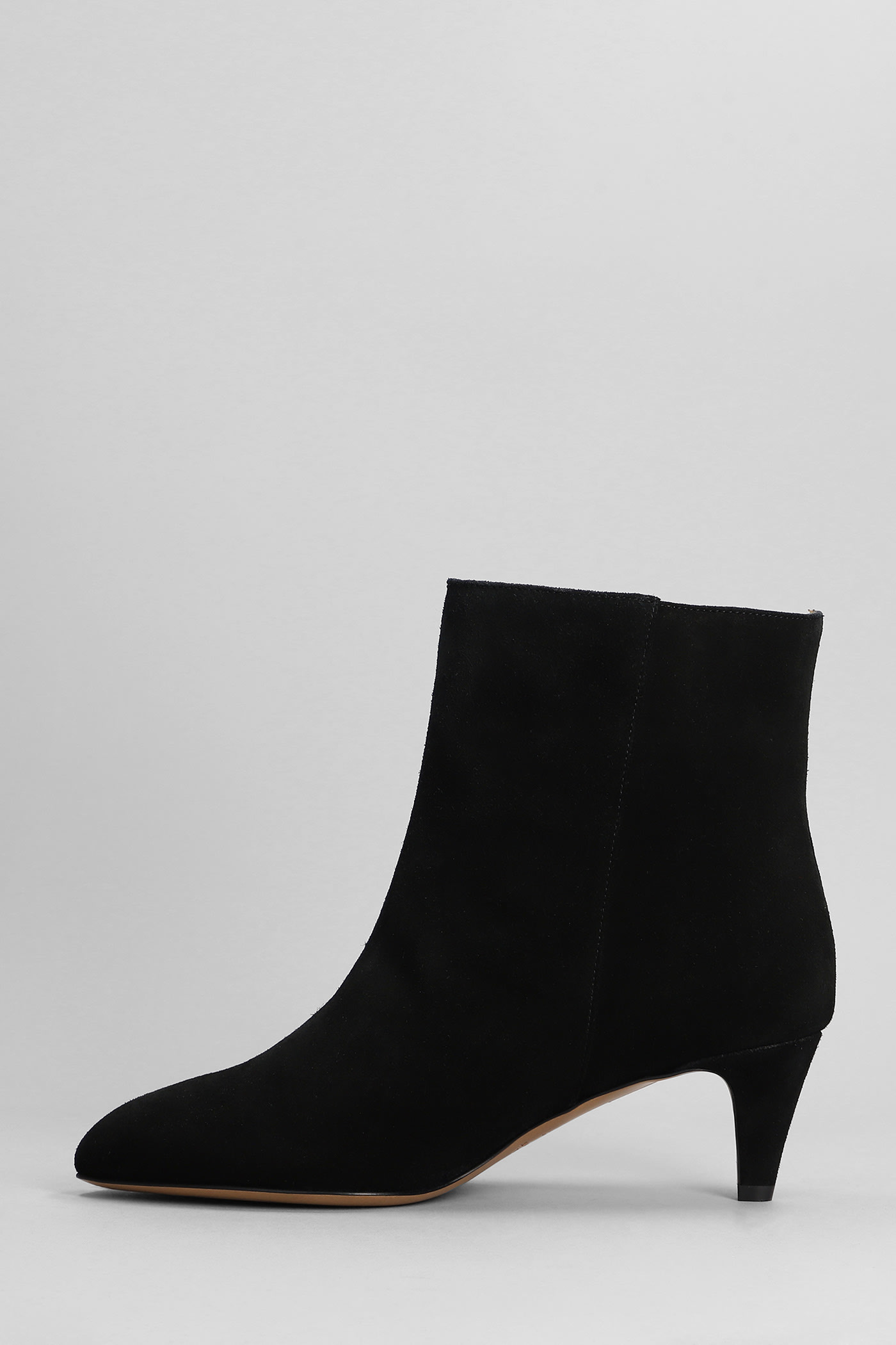 Shop Isabel Marant Daxi Low Heels Ankle Boots In Black Suede