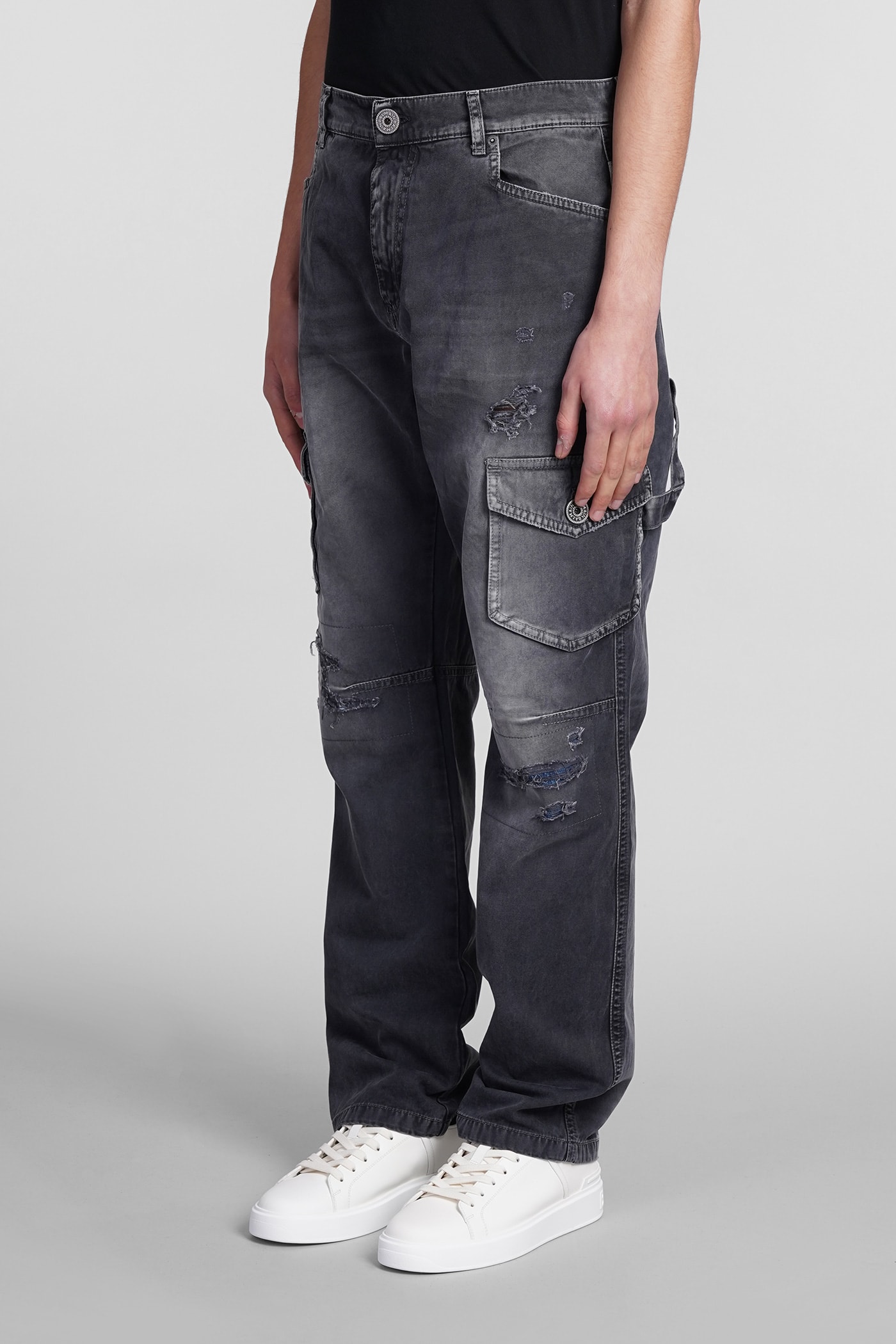 Shop Balmain Jeans In Black Cotton