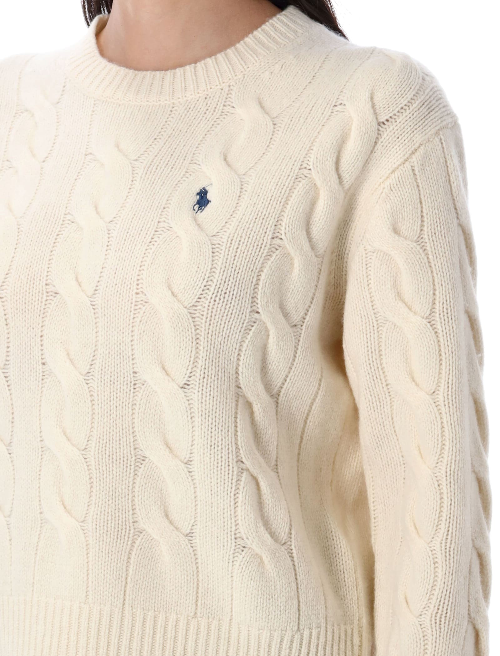 Polo Ralph Lauren Wool And Cashmere Cable-knit Sweater In Neutral