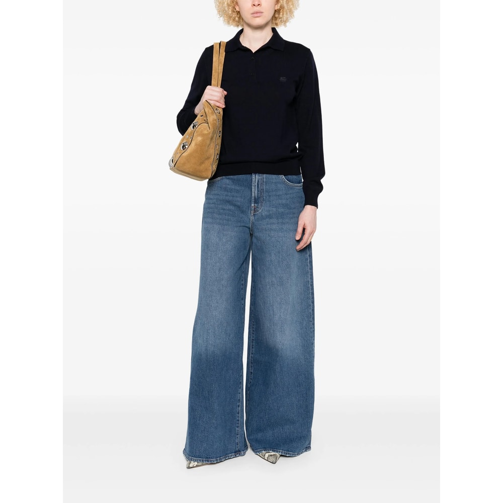 7 For All Mankind Zoey High Waist Wide Leg Jeans In Blue