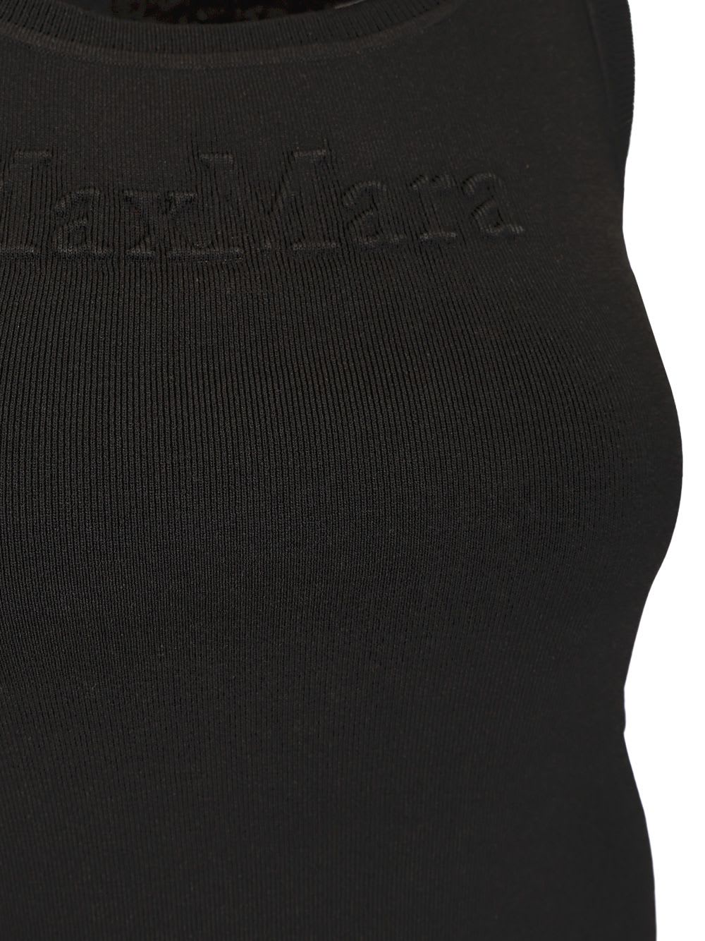 Max Mara Fitted Sleeveless Top With Ribbed Texture In Black