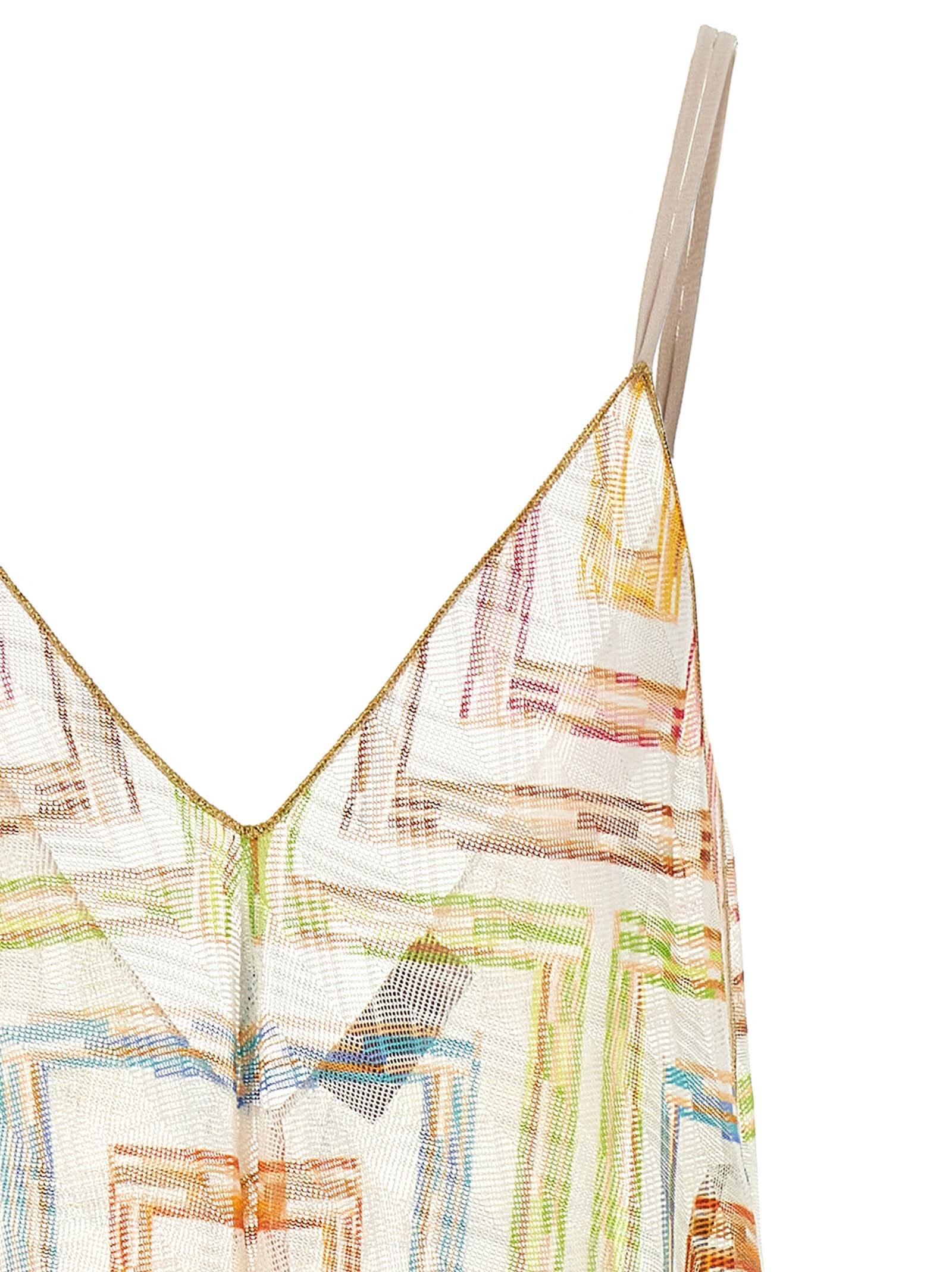 Missoni Tulle Dress With Asymmetrical Hem And Spaghetti Straps In Multi