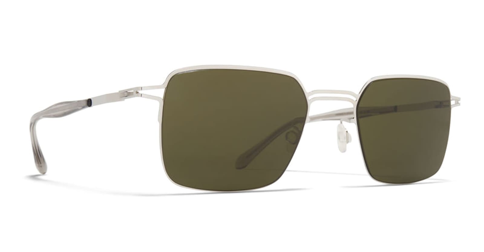 Mykita Alcott - Shiny Silver Sunglasses In Green