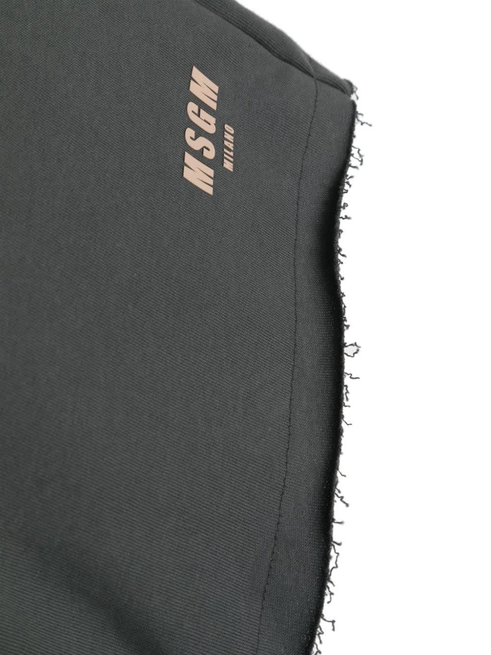Shop Msgm Grey Shorts With Logo And Drawstring