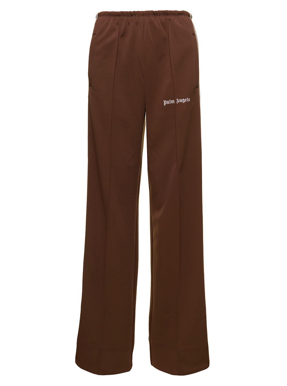 Palm Angels Brown Loose Track Pants With Side Stripes Woman Palm Angels