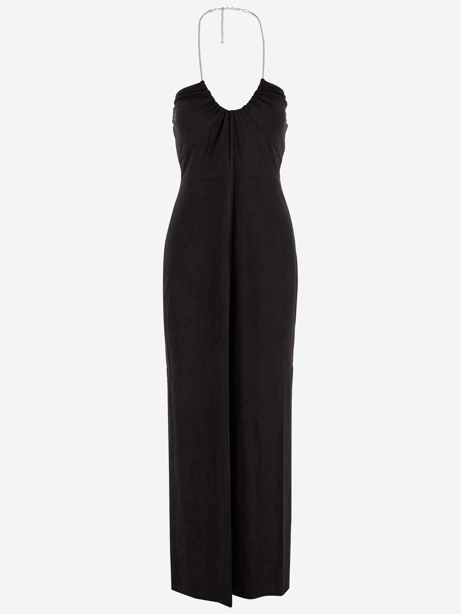 Shop Michael Michael Kors Long Viscose Dress In Black