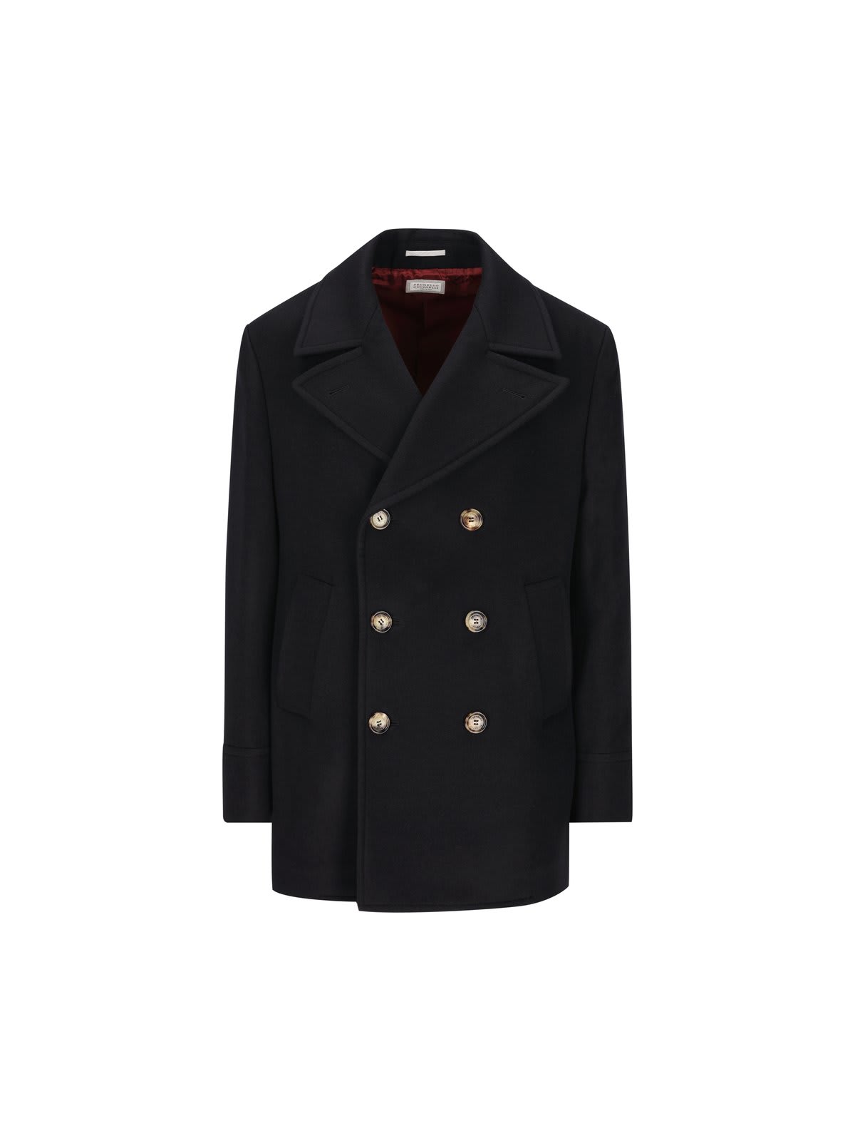 Shop Brunello Cucinelli Double-breasted Straight Hem Coat In Black