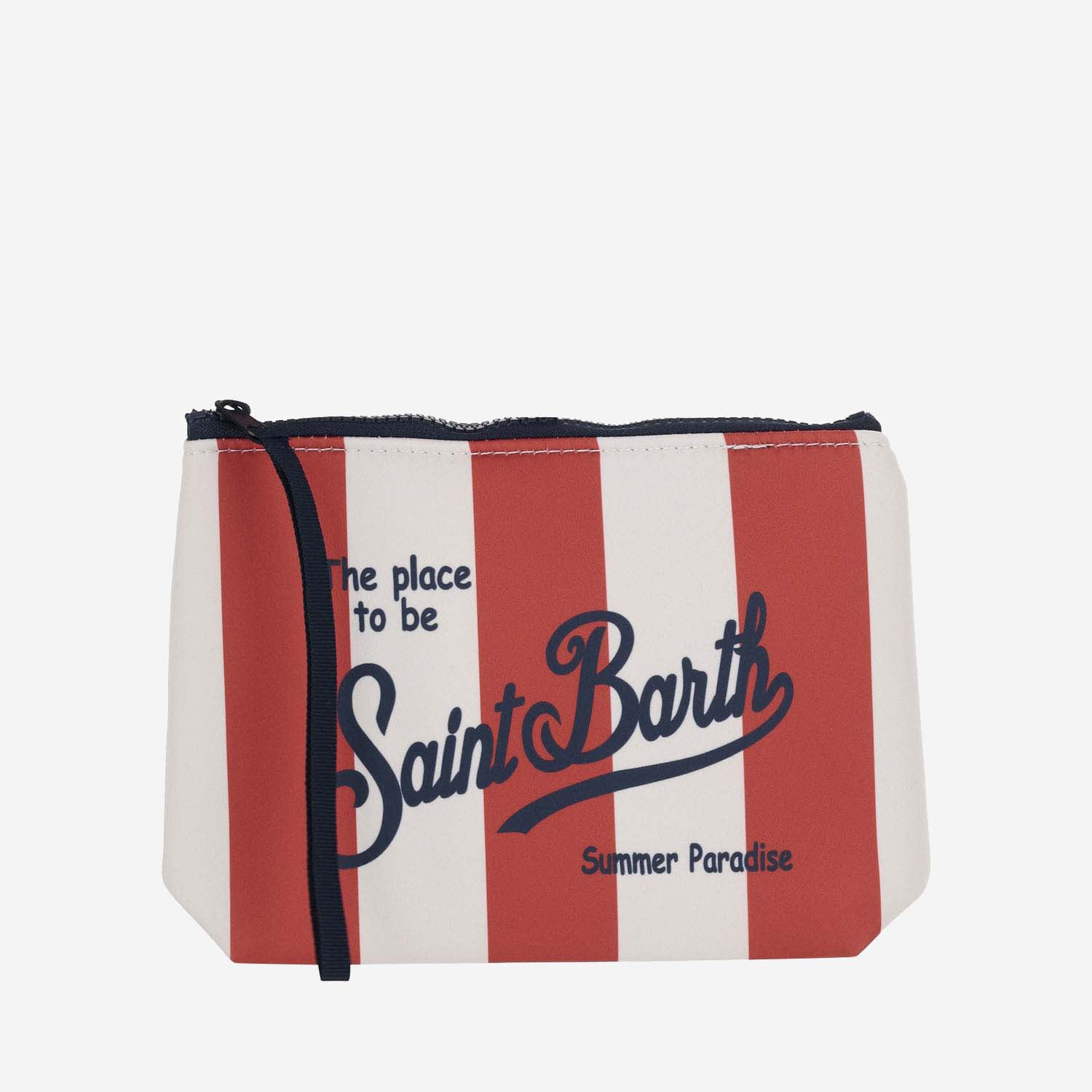 Shop Mc2 Saint Barth Scuba Clutch Bag With Striped Pattern In Fantasia