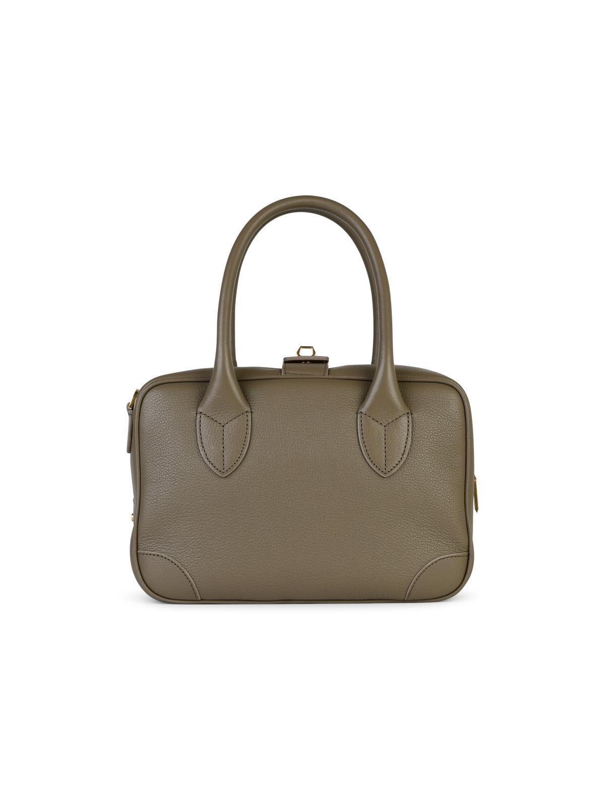 Shop Golden Goose Vita Beige Leather Top Case In Sage Green