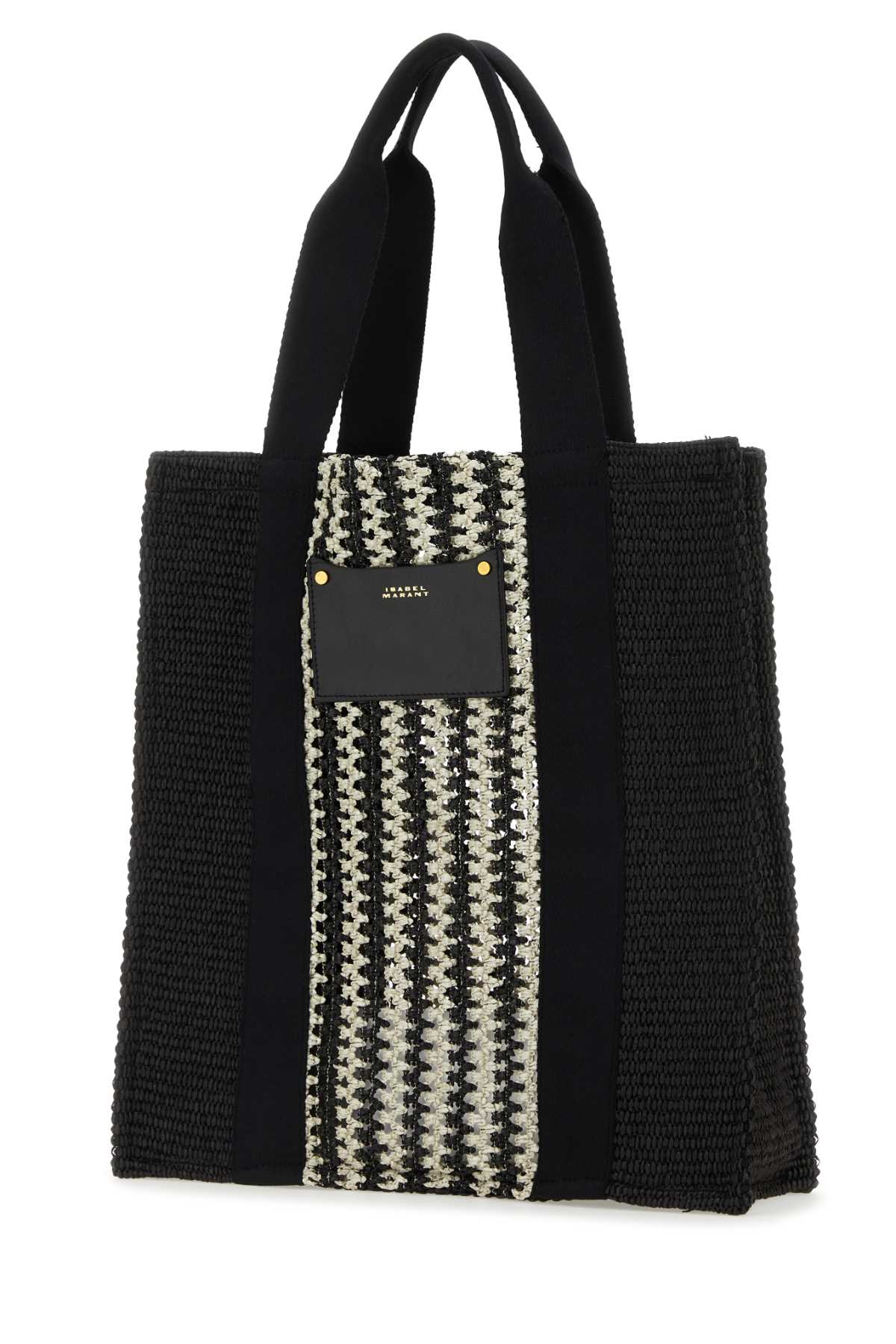 Shop Isabel Marant Two-tone Raffia Shopping Bag In Black