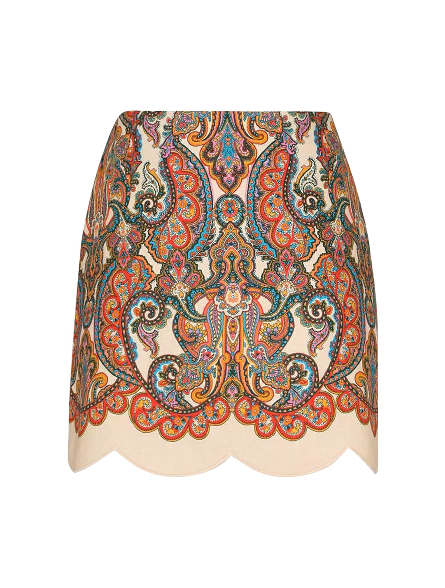 Shop Zimmermann Ottie Scallop Mini Skirt In Mpai Multi Paisley