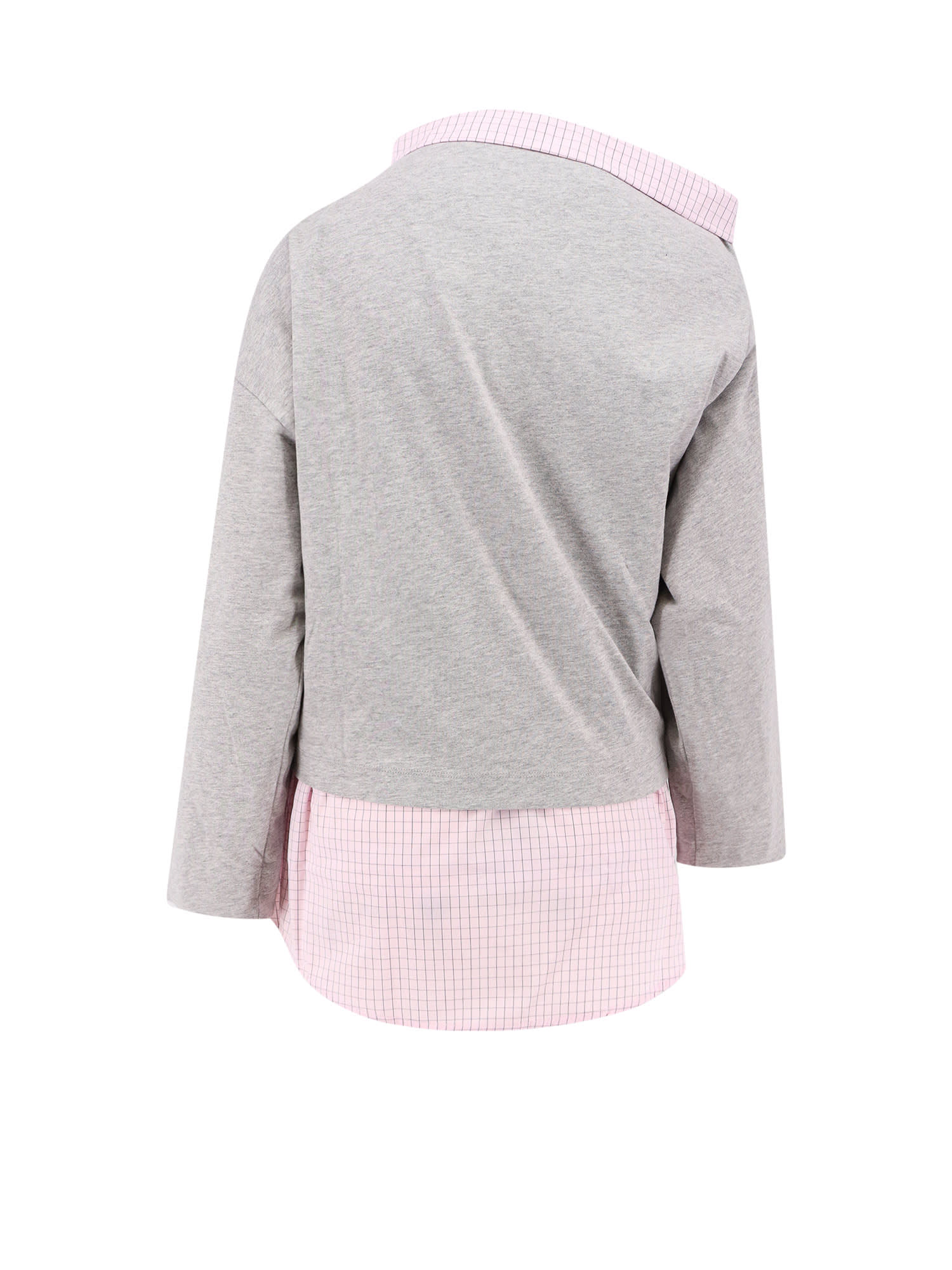 Dries Van Noten Cotton Sweatshirt With Contrasting Shirt Detail In Grey
